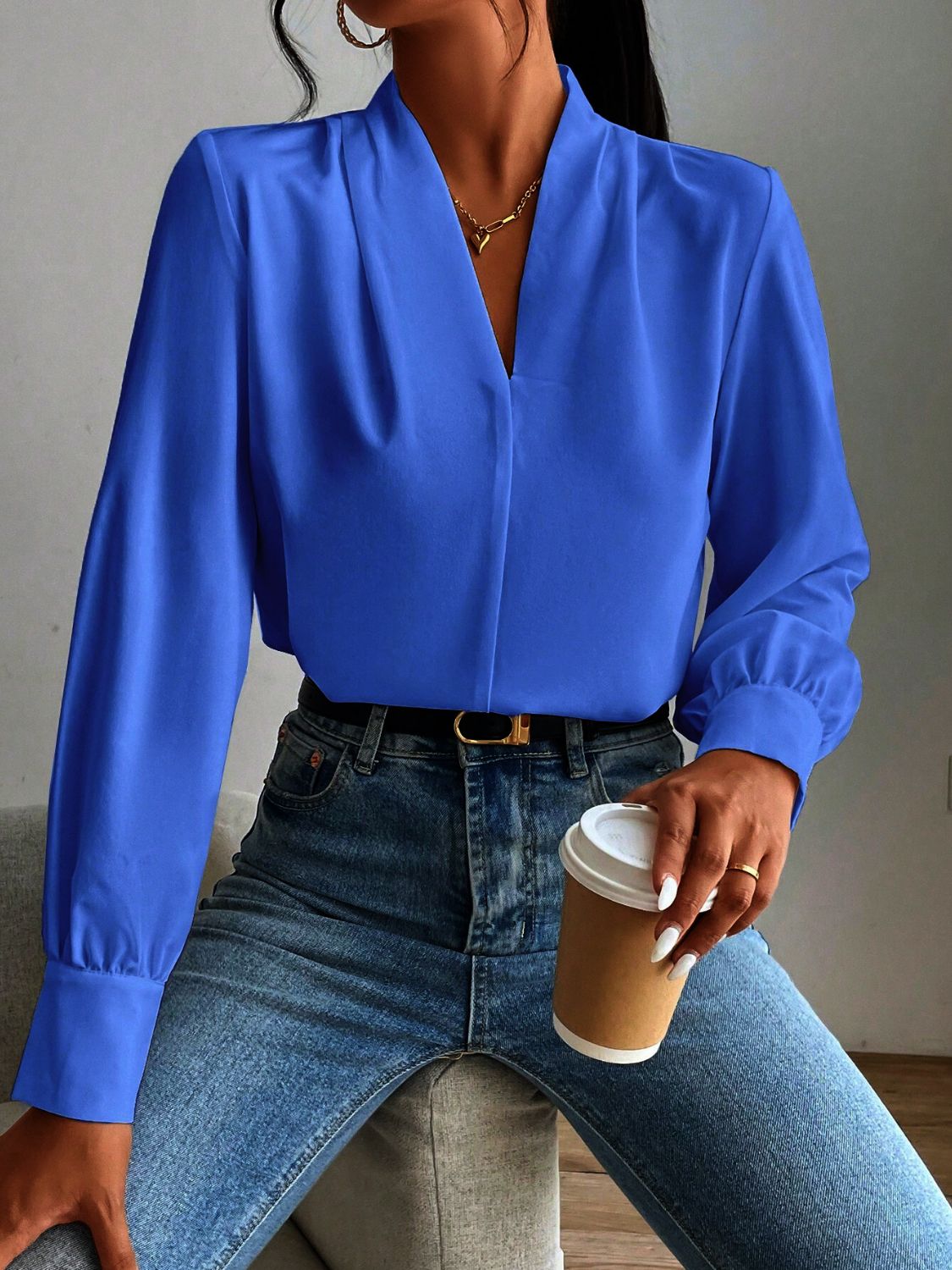 V Neck Long Sleeve TopFeatures: Basic style
Sheer: Opaque
Stretch: No stretch
Material composition: 100% polyester
Care instructions: Machine wash cold. Tumble dry low.
Imported
Product MNeck Long Sleeve TopTee ShirtNeck Long Sleeve Top