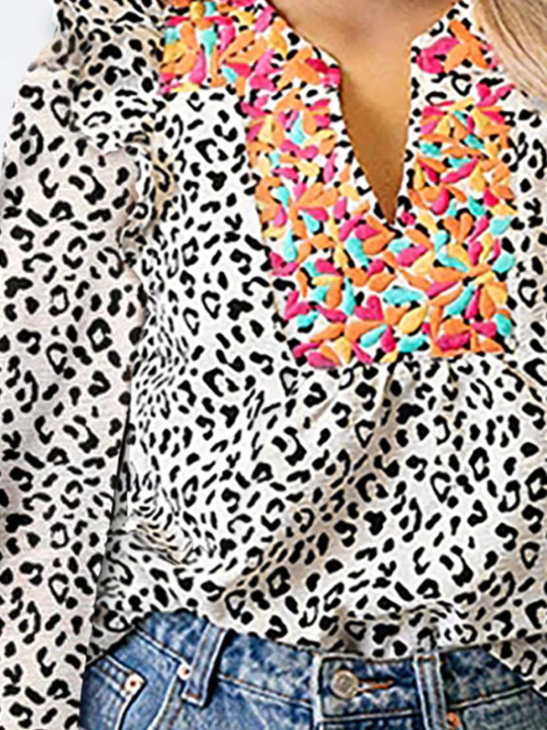 Ruffled Leopard Notched Long Sleeve BlouseFeatures: Ruffled
Sheer: Opaque
Stretch: Slightly stretchy
Material composition: 95% polyester, 5% elastane
Care instructions: Machine wash cold. Tumble dry low.
ImpRuffled Leopard Notched Long Sleeve BlouseRuffled Leopard Notched Long Sleeve Blouse