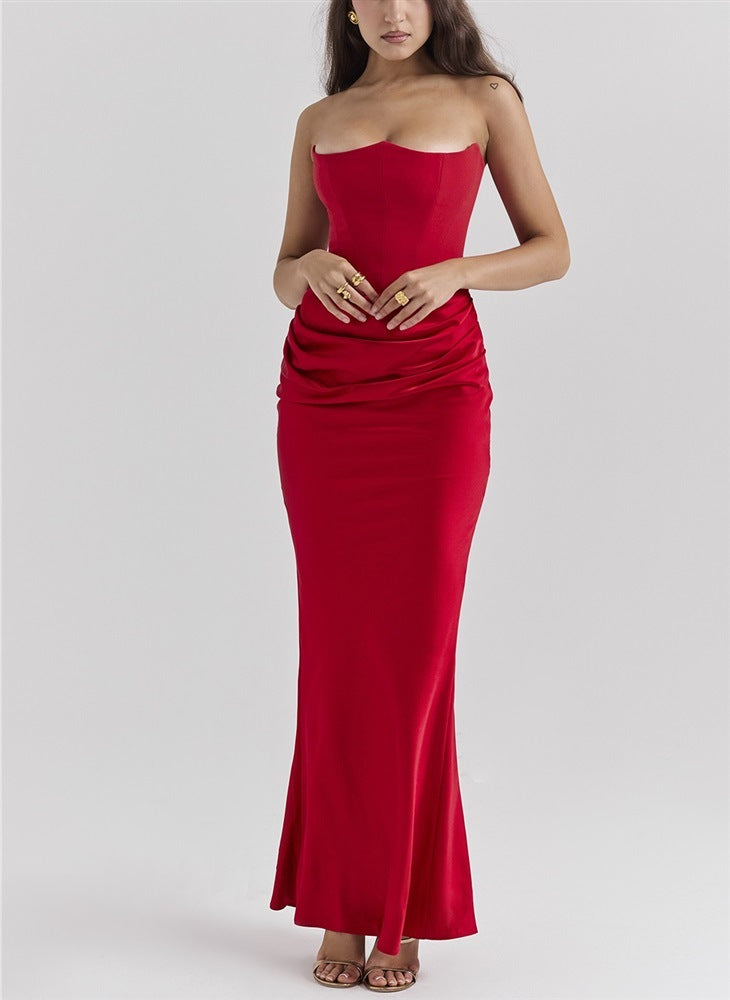 Slim Tube Top Backless Dress – Sexy Long Evening Party Gown