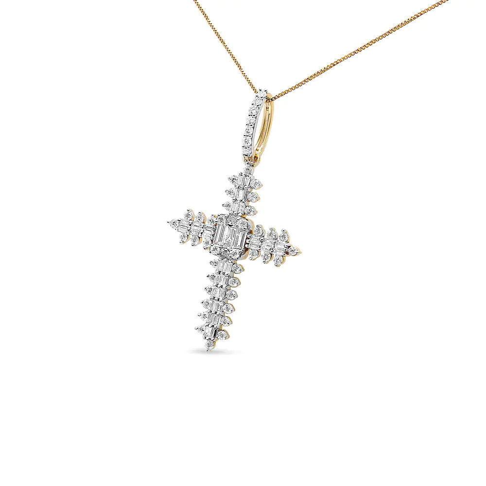 10K Yellow Gold Diamond Cross Pendant for Men – 7/8 Carat of Faithful Showcase your faith with style and sophistication with this 10K Yellow Gold Diamond Cross Pendant for Men. Featuring 7/8 carat of radiant diamonds, this pendant comb10K Yellow Gold Diamond Cross PendantNecklaces10K Yellow Gold Diamond Cross Pendant