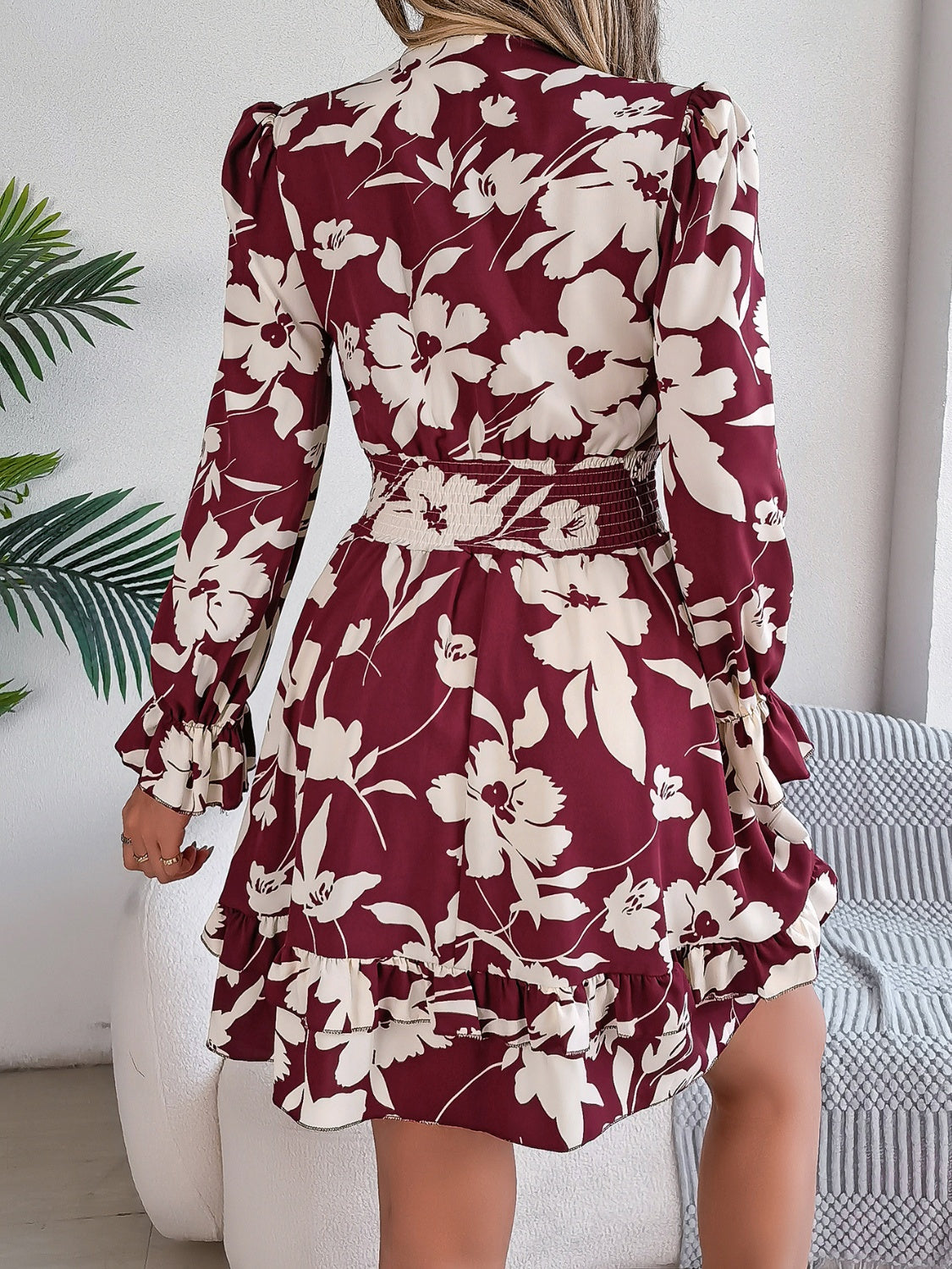 Tied Ruffled Printed Long Sleeve DressFeatures: Ruffled, Tied
Sheer: Opaque
Stretch: No stretch
Body: Not lined
Material composition: 100% polyester
Care instructions: Machine wash cold. Tumble dry low.
Tied Ruffled Printed Long Sleeve DressTied Ruffled Printed Long Sleeve Dress