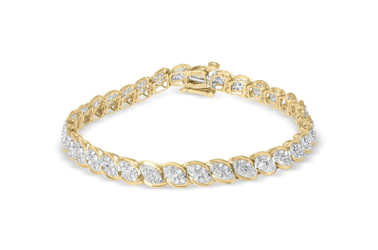 10K yellow gold diamond link bracelet with 2.00 carats of radiant diamonds.