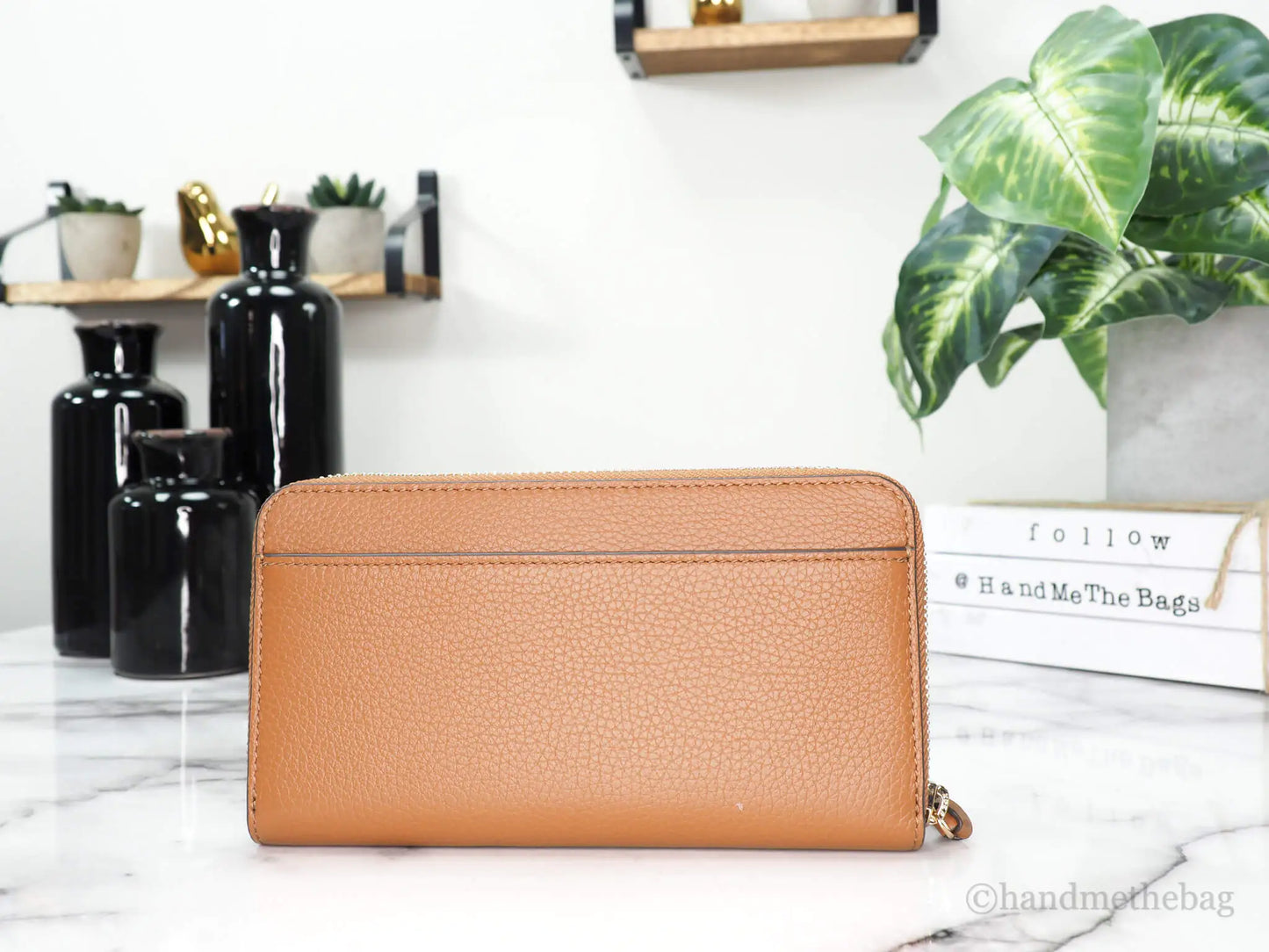 Tory Burch Thea Classic Tan Leather Zip Around Continental Clutch Wallet