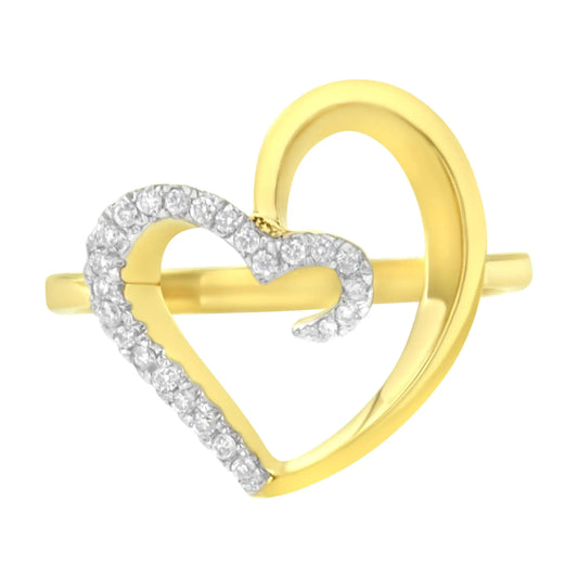 10KT Yellow Gold 1/10 cttw Diamond Heart Shape Ring (K-L, I1-I2)Express your love with this enchanting Diamond Heart Ring, a timeless symbol of romance and devotion. Crafted in radiant 10k yellow gold, this elegant ring features 10KT Yellow Gold 110 cttw Diamond Heart Shape Ring 10KT Yellow Gold 110 cttw Diamond Heart Shape Ring 