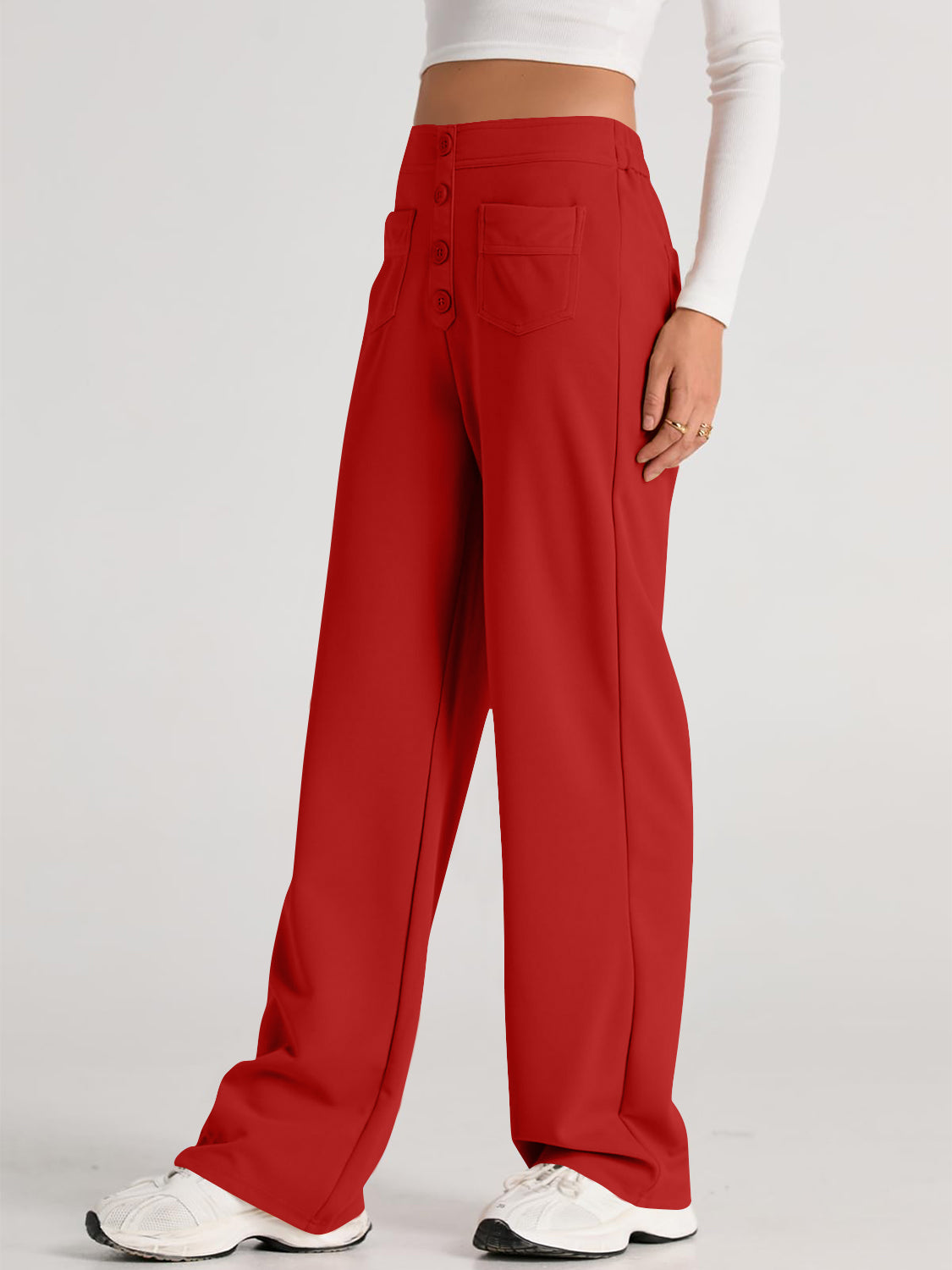 High Waist Wide Leg PantsFeatures: Pocketed
Sheer: Opaque
Material composition: 95% polyester, 5% spandex
Care instructions: Machine wash cold. Tumble dry low.
Imported
Product Measurements High Waist Wide Leg PantsPantsHigh Waist Wide Leg Pants