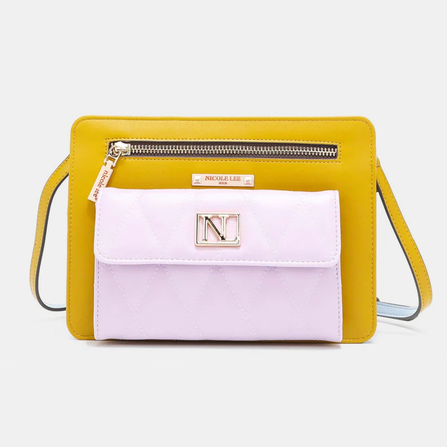 Nicole Lee USA Color Block Crossbody BagThis Color Block Crossbody Bag is a stylish and eye-catching accessory to elevate any outfit. The color block design adds a modern and playful touch to the bag. WithNicole Lee USA Color Block Crossbody BagNicole Lee USA Color Block Crossbody Bag