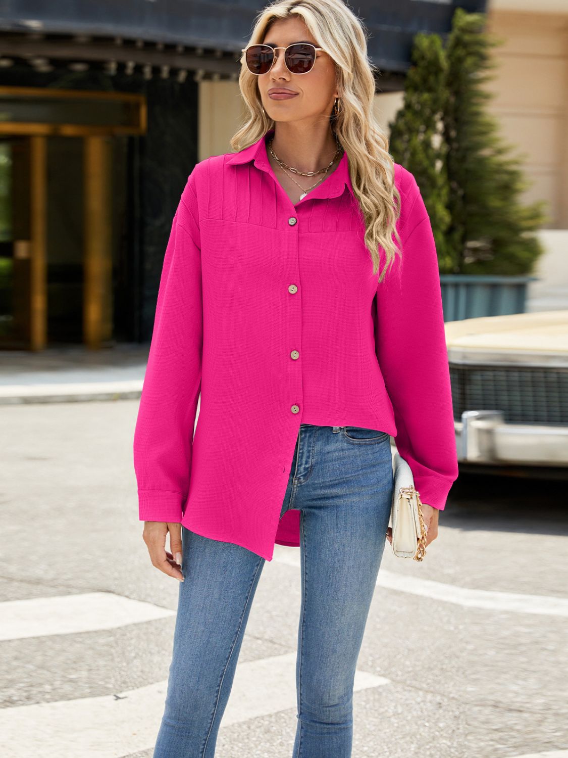 Collared Neck Long Sleeve ShirtFeatures: Buttoned
Sheer: Opaque
Stretch: No stretch
Material composition: 100% polyester
Care instructions: Machine wash cold. Tumble dry low.
Imported
Product MeasCollared Neck Long Sleeve ShirtCollared Neck Long Sleeve Shirt