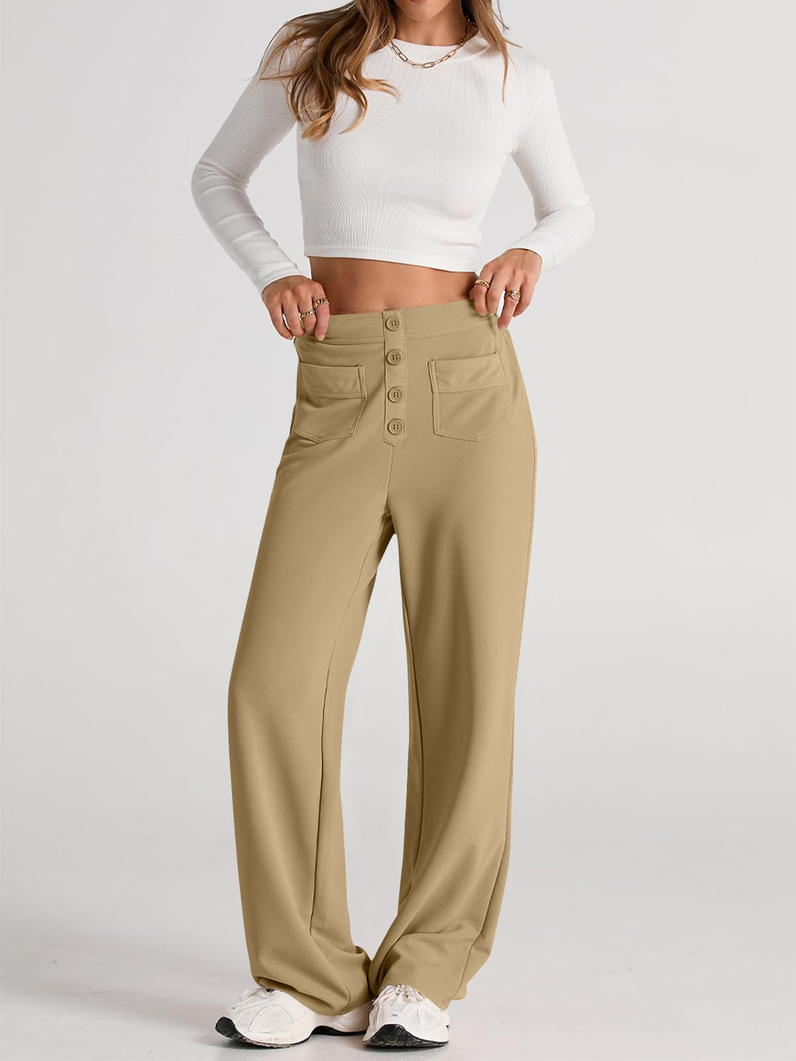 High Waist Wide Leg PantsFeatures: Pocketed
Sheer: Opaque
Material composition: 95% polyester, 5% spandex
Care instructions: Machine wash cold. Tumble dry low.
Imported
Product Measurements High Waist Wide Leg PantsPantsHigh Waist Wide Leg Pants