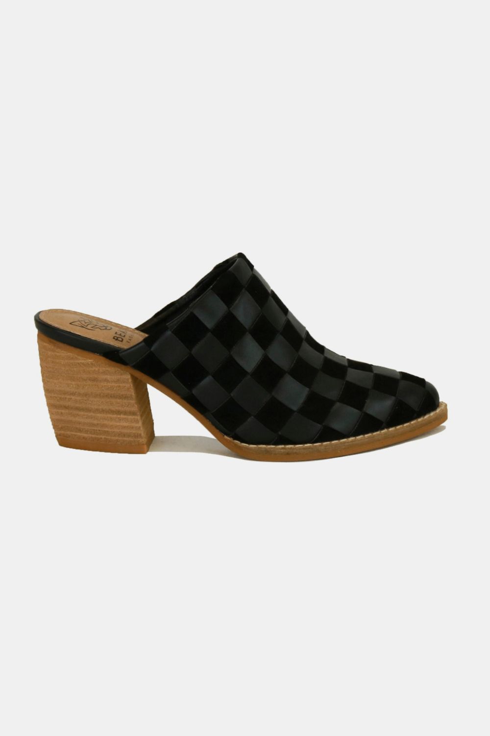 Woven Checkerboard Block Heel Mule ShoesWoven Checkerboard Block Heel Mule Shoes are a stylish and trendy footwear option. These mule shoes feature a woven checkerboard pattern that adds a fun and eye-catcWoven Checkerboard Block Heel Mule ShoesWoven Checkerboard Block Heel Mule Shoes