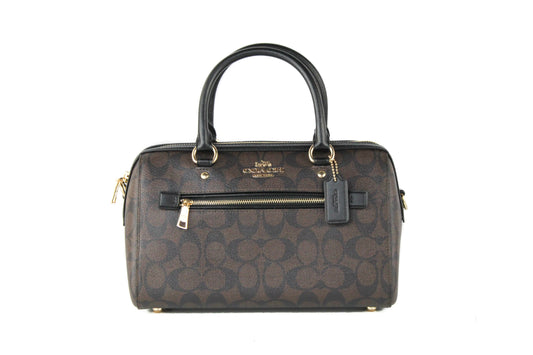 Coach (F83607) Rowan Brown Black Signature Leather Medium Satchel HandCoach Rowan Medium Satchel – Brown Black Signature LeatherTimeless sophistication meets everyday practicality with the Coach Rowan Medium Satchel in brown black signCoach F83607 Rowan Brown Black Signature Leather Medium Satchel Handbag PurseCoach F83607 Rowan Brown Black Signature Leather Medium Satchel Handbag Purse