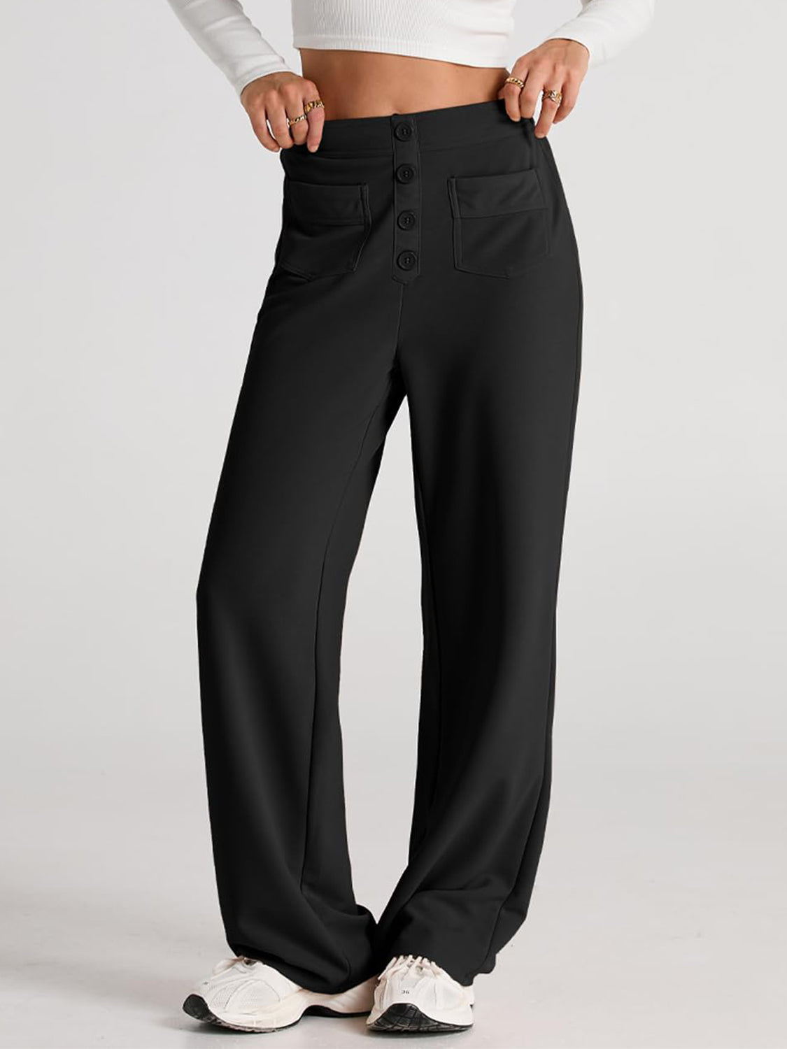 High Waist Wide Leg PantsFeatures: Pocketed
Sheer: Opaque
Material composition: 95% polyester, 5% spandex
Care instructions: Machine wash cold. Tumble dry low.
Imported
Product Measurements High Waist Wide Leg PantsPantsHigh Waist Wide Leg Pants