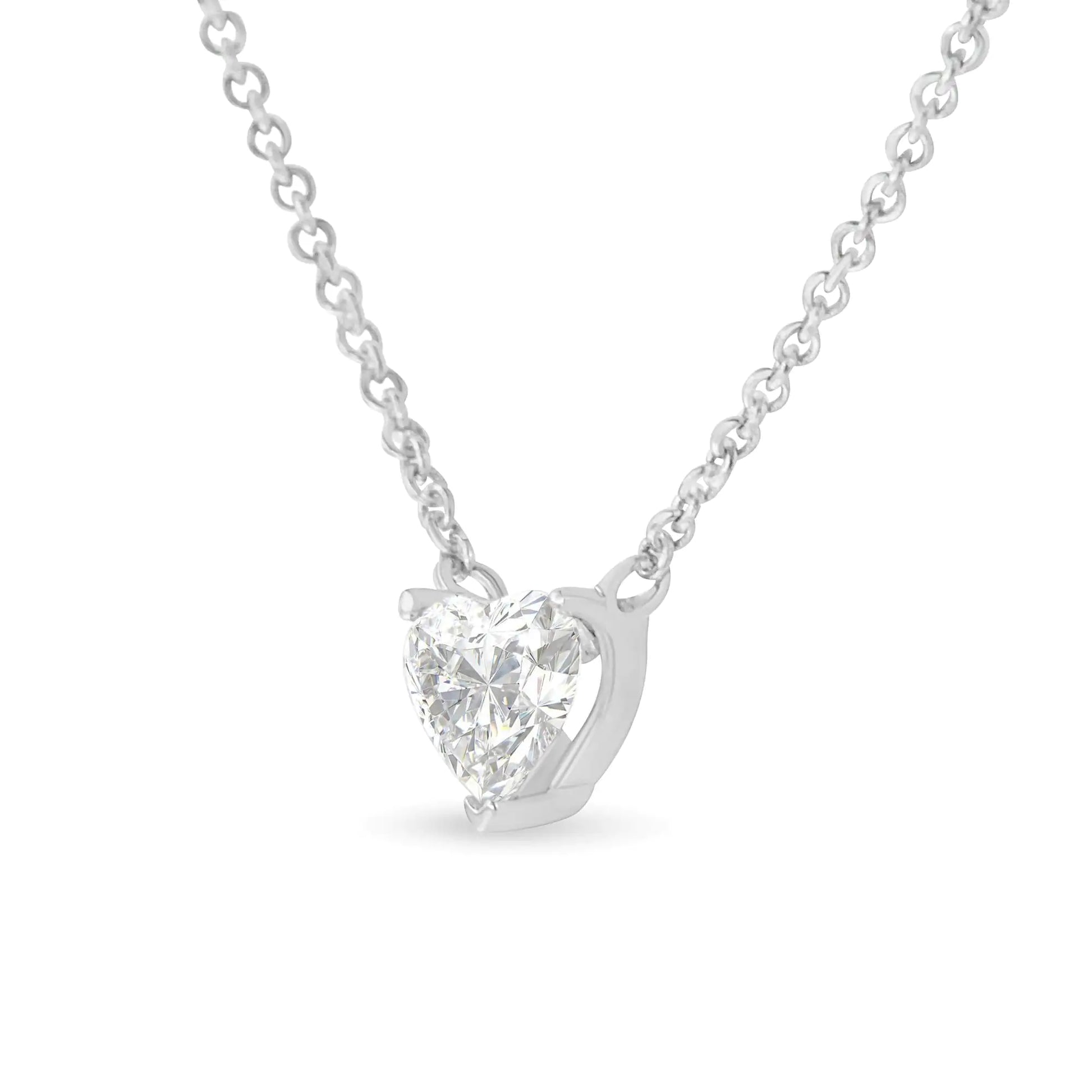 14K White Gold Heart-Shaped Lab-Grown Diamond Solitaire Necklace – 1/4Show your love and sophistication with this stunning 14K White Gold Heart-Shaped Lab-Grown Diamond Solitaire Necklace. Featuring a brilliant 1/4 carat lab-grown diam14K White Gold Heart-Shaped Lab-Grown Diamond Solitaire Necklace – 14 CaratNecklaces14K White Gold Heart-Shaped Lab-Grown Diamond Solitaire Necklace – 14 Carat