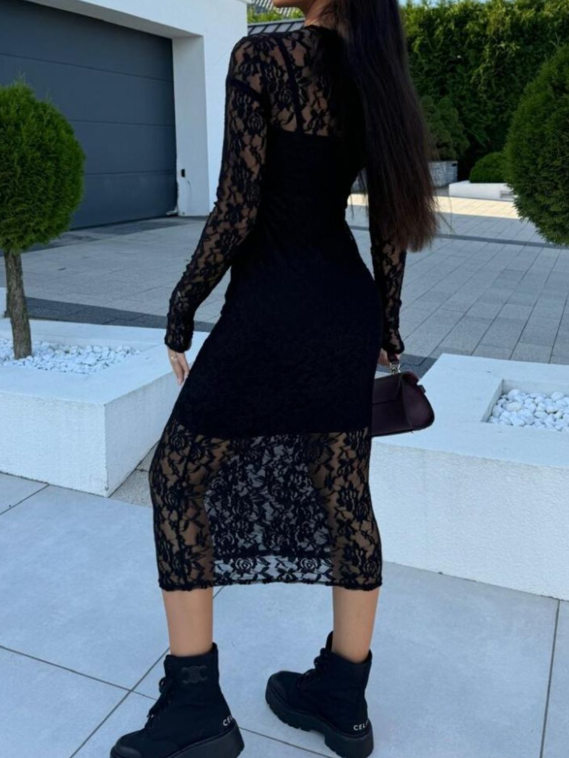 Lace Round Neck Long Sleeve Midi DressFeatures: Lace
Sheer: Semi-sheer
Stretch: Slightly stretchy
Body: Not lined
Material composition: 100% polyester
Care instructions: Machine wash cold. Tumble dry lowLace Round Neck Long Sleeve Midi DressLace Round Neck Long Sleeve Midi Dress