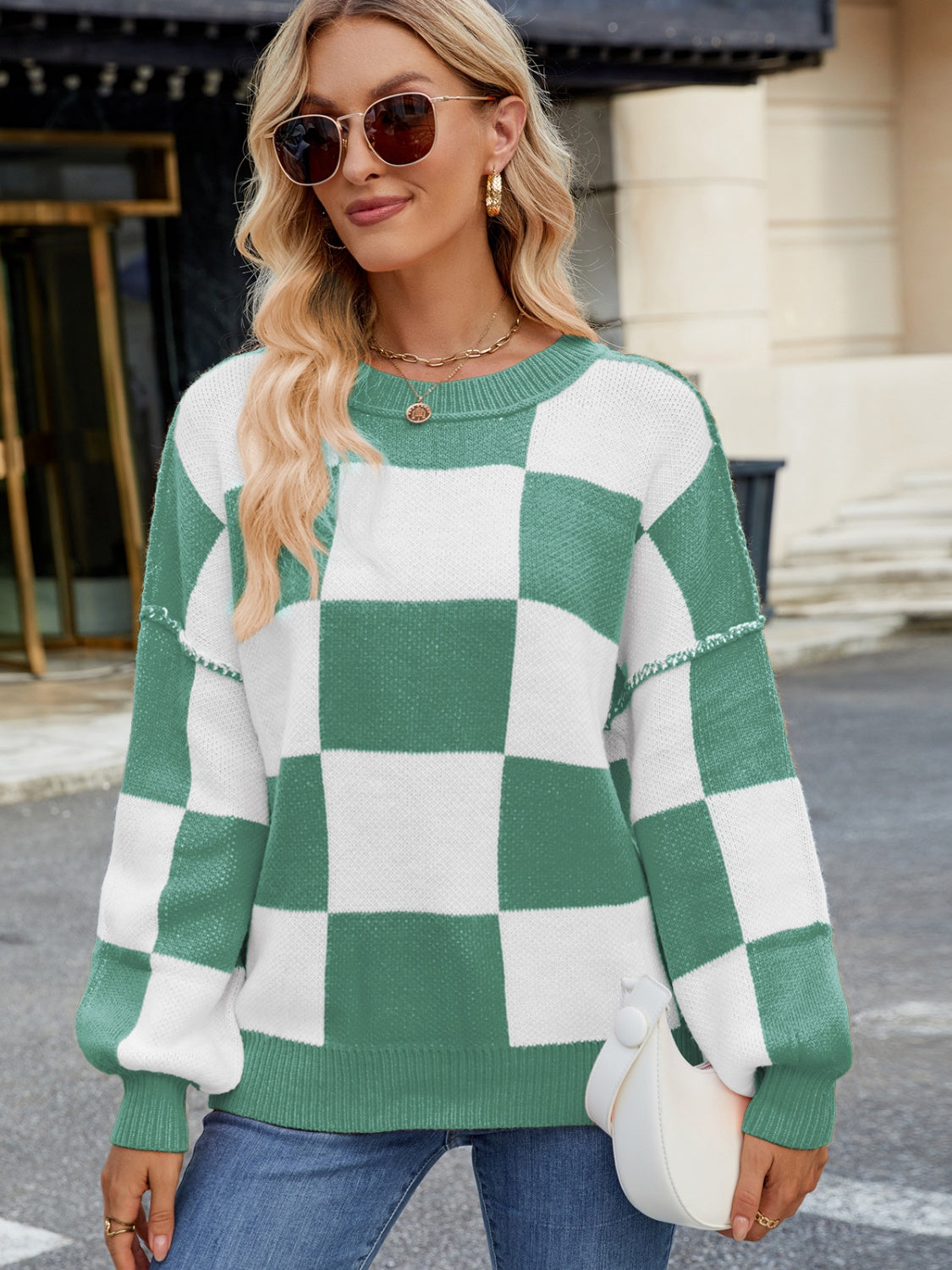 Checkered Round Neck Long Sleeve SweaterFeatures: Basic style
Stretch: Slightly stretchy
Material composition: 100% acrylic
Care instructions: Machine wash cold. Tumble dry low.
Imported
Product MeasuremenCheckered Round Neck Long Sleeve SweaterCoatsCheckered Round Neck Long Sleeve Sweater