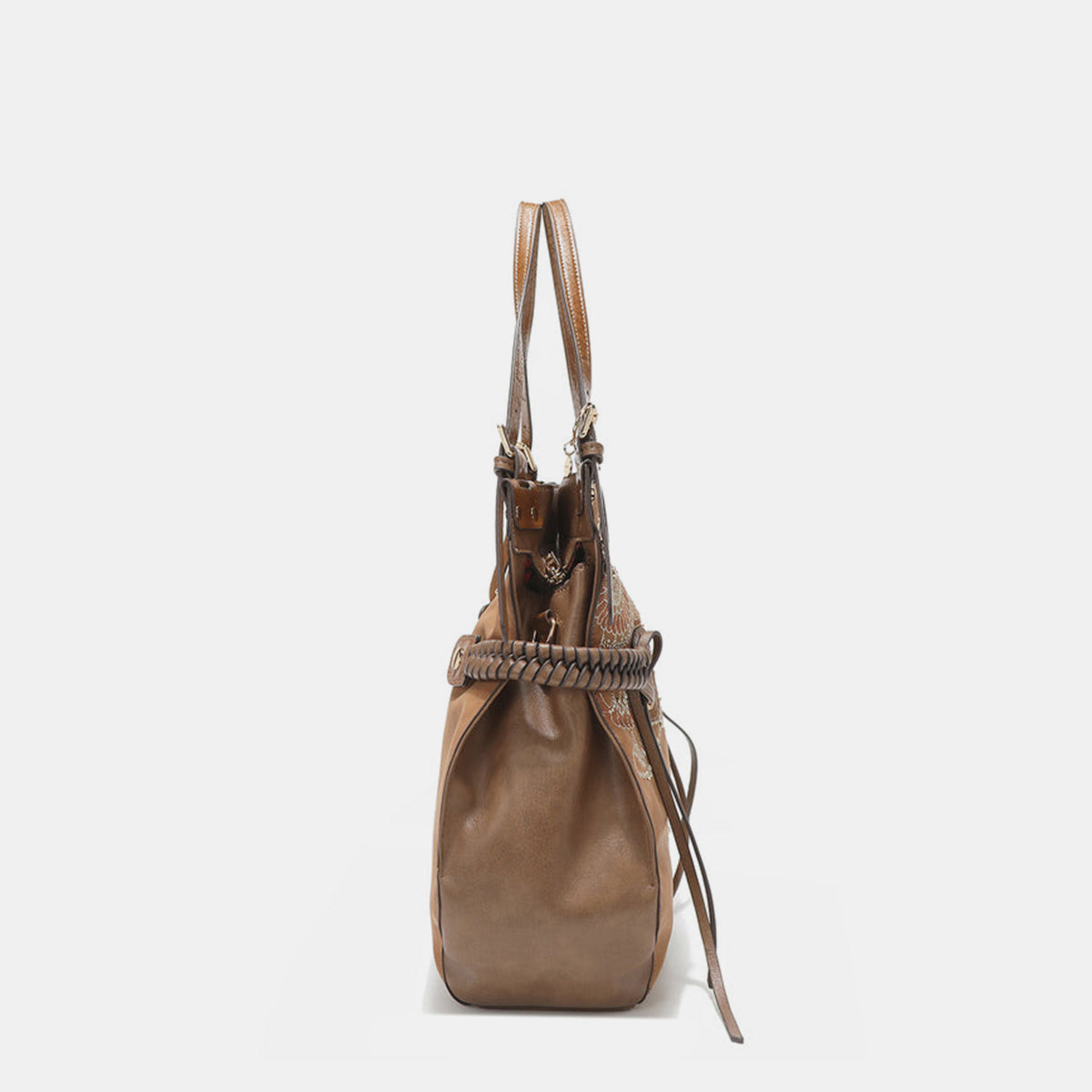 Nicole Lee USA Side Braided Tassel Inlaid Rhinestone Embroidery Hobo BEqually casual and chic, our hobo bag is an effortless fashion statement with its laid-back silhouette and expertly embroidered design.
Bag size: Medium
Material: VeNicole Lee USA Side Braided TasselNicole Lee USA Side Braided Tassel