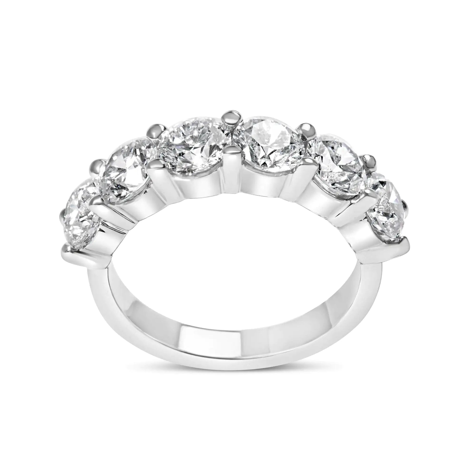 14K White Gold 6 Stone Band Ring with Lab-Grown Diamonds