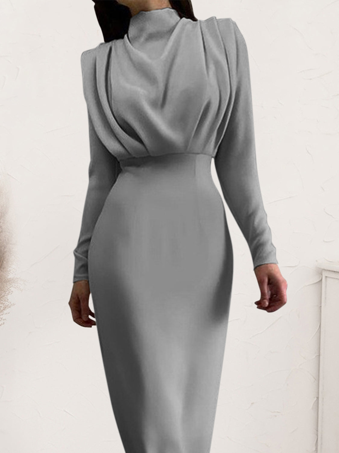 Ruched Turtleneck Long Sleeve DressFeatures: Ruched
Sheer: Opaque
Stretch: No stretch
Body: Not lined
Material composition: 100% Polyester
Care instructions: Machine wash cold. Tumble dry low.
ImporteRuched Turtleneck Long Sleeve DressRuched Turtleneck Long Sleeve Dress