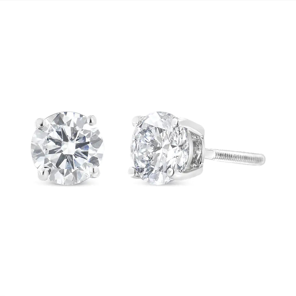 14K White Gold 3.0 Cttw 4-Prong Set Brilliant Round-Cut Solitaire Lab A timeless jewelry essential, these white diamonds studs will bring unparalleled sparkle to your ears. These elegant lab grown diamond stud earrings feature a 4-pron14K White Gold 3Earrings14K White Gold 3