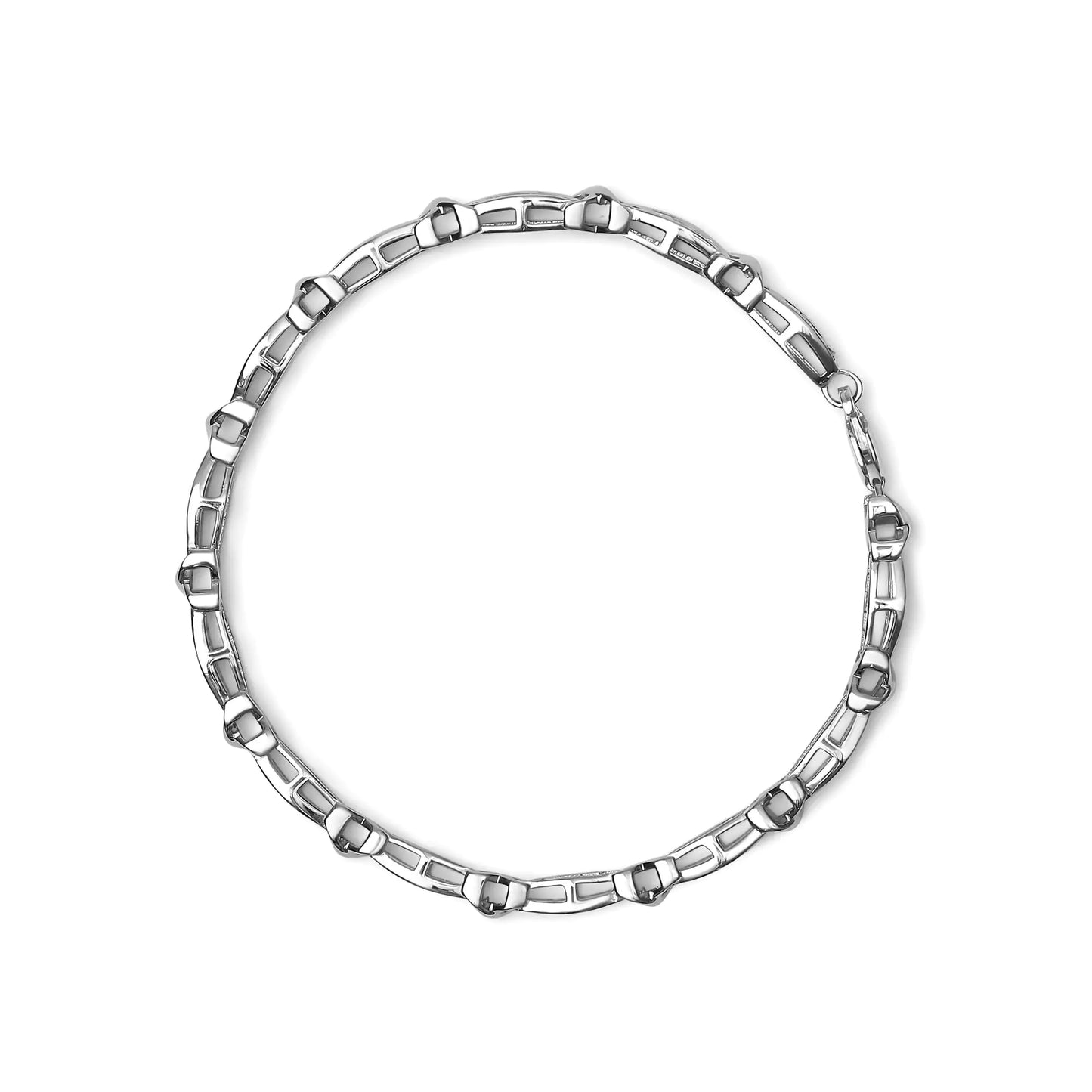 Sterling Silver Round Diamond Link Bracelet