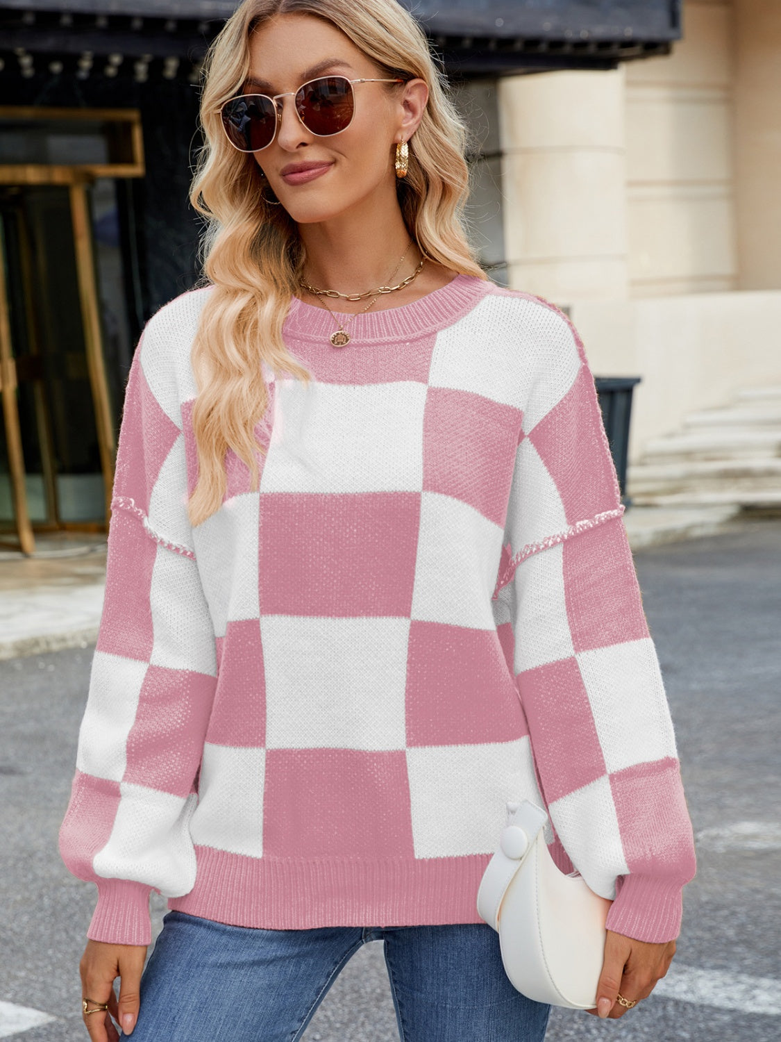 Checkered Round Neck Long Sleeve SweaterFeatures: Basic style
Stretch: Slightly stretchy
Material composition: 100% acrylic
Care instructions: Machine wash cold. Tumble dry low.
Imported
Product MeasuremenCheckered Round Neck Long Sleeve SweaterCoatsCheckered Round Neck Long Sleeve Sweater