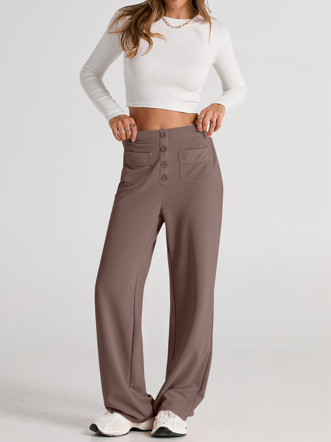 High Waist Wide Leg PantsFeatures: Pocketed
Sheer: Opaque
Material composition: 95% polyester, 5% spandex
Care instructions: Machine wash cold. Tumble dry low.
Imported
Product Measurements High Waist Wide Leg PantsPantsHigh Waist Wide Leg Pants