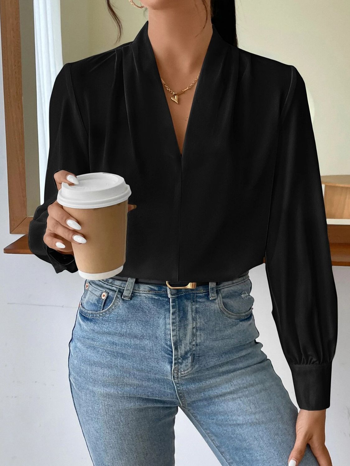 V Neck Long Sleeve TopFeatures: Basic style
Sheer: Opaque
Stretch: No stretch
Material composition: 100% polyester
Care instructions: Machine wash cold. Tumble dry low.
Imported
Product MNeck Long Sleeve TopTee ShirtNeck Long Sleeve Top