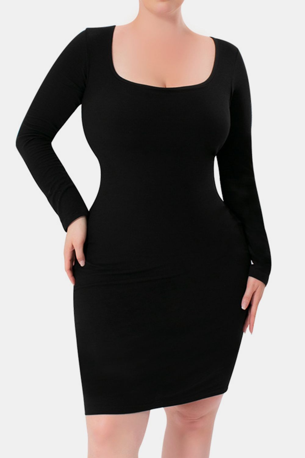 Basic Bae Full Size Built-In Shapewear Square Neck Long Sleeve DressFeatures: Basic style
Sheer: Opaque
Stretch: Highly stretchy
Body: Lined
Material composition: EXTERIOR : 92% modal, 8% spandex LINNING : 62% polyamide, 38% elastaneShapewear Square Neck Long Sleeve DressShapewear Square Neck Long Sleeve Dress