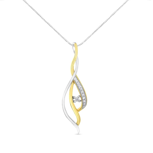 White and yellow gold diamond accent pendant necklace with 18-inch chain.