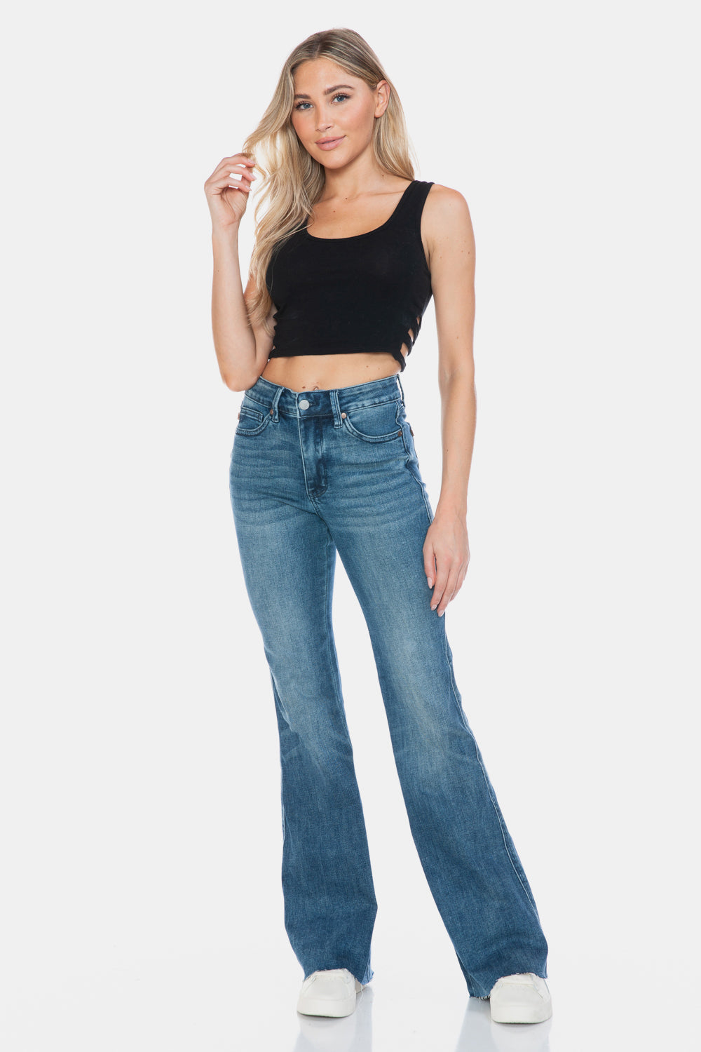 Judy Blue Full Size Tummy Control Cut Hem Flare JeansThe MR Tummy Control Vintage Wash Cut Hem Flare is a stylish and flattering pair of jeans. With its tummy control feature, it helps create a streamlined silhouette. Judy Blue Full Size Tummy Control Cut Hem Flare JeansPantsJudy Blue Full Size Tummy Control Cut Hem Flare Jeans