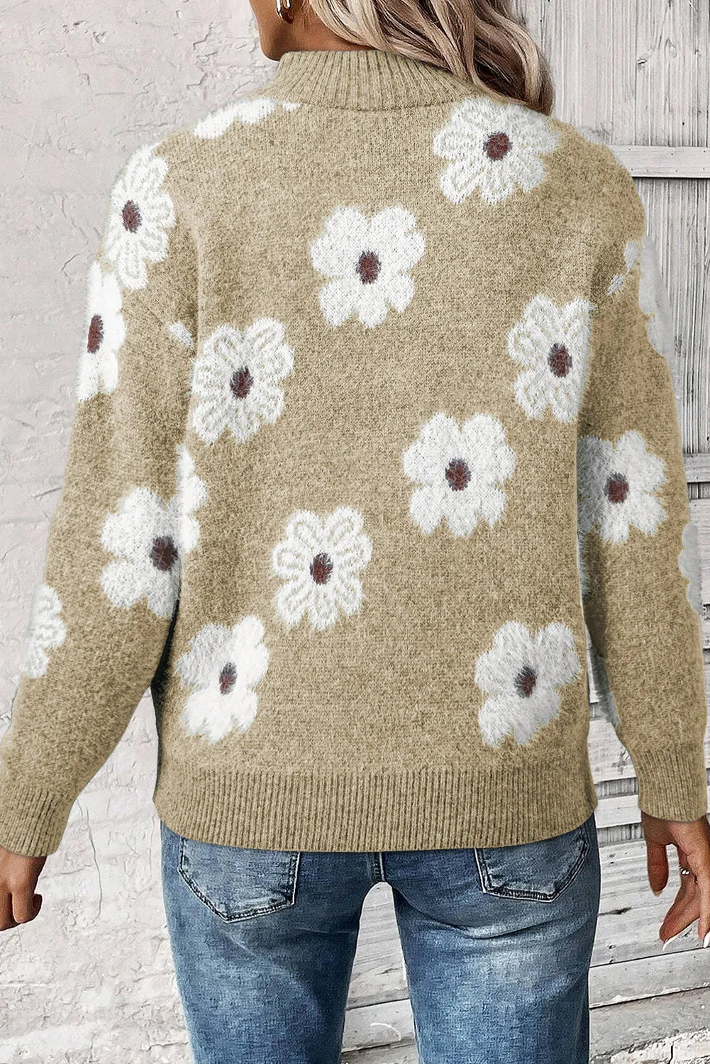 Flower Half Zip Long Sleeve SweaterFeatures: Basic style
Stretch: Slightly stretchy
Material composition: 42% acrylic, 30% polyester, 28% polyamide
Care instructions: Machine wash cold. Tumble dry lowFlower Half Zip Long Sleeve SweaterFlower Half Zip Long Sleeve Sweater