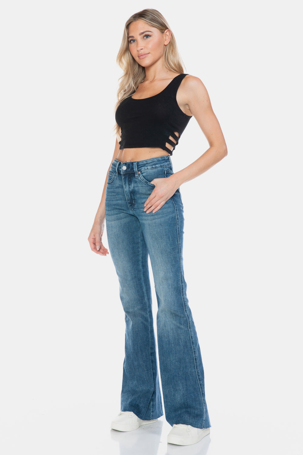 Judy Blue Full Size Tummy Control Cut Hem Flare JeansThe MR Tummy Control Vintage Wash Cut Hem Flare is a stylish and flattering pair of jeans. With its tummy control feature, it helps create a streamlined silhouette. Judy Blue Full Size Tummy Control Cut Hem Flare JeansPantsJudy Blue Full Size Tummy Control Cut Hem Flare Jeans