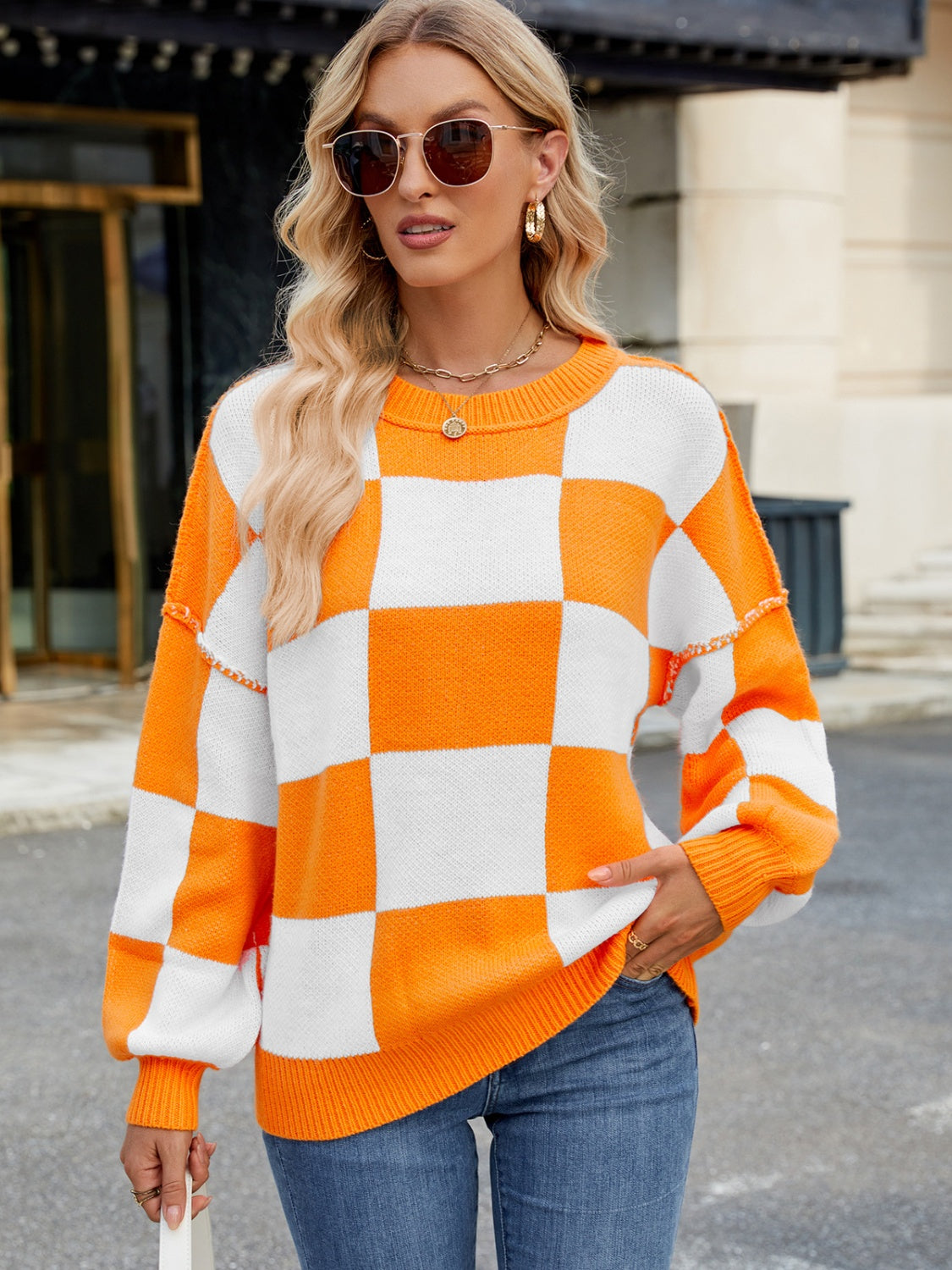 Checkered Round Neck Long Sleeve SweaterFeatures: Basic style
Stretch: Slightly stretchy
Material composition: 100% acrylic
Care instructions: Machine wash cold. Tumble dry low.
Imported
Product MeasuremenCheckered Round Neck Long Sleeve SweaterCoatsCheckered Round Neck Long Sleeve Sweater