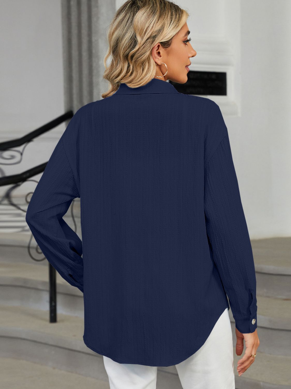 Collared Neck Long Sleeve ShirtFeatures: Buttoned, Pocketed, Ruched
Sheer: Opaque
Stretch: No stretch
Material composition: 100% polyester
Care instructions: Machine wash cold. Tumble dry low.
ImpCollared Neck Long Sleeve ShirtCollared Neck Long Sleeve Shirt