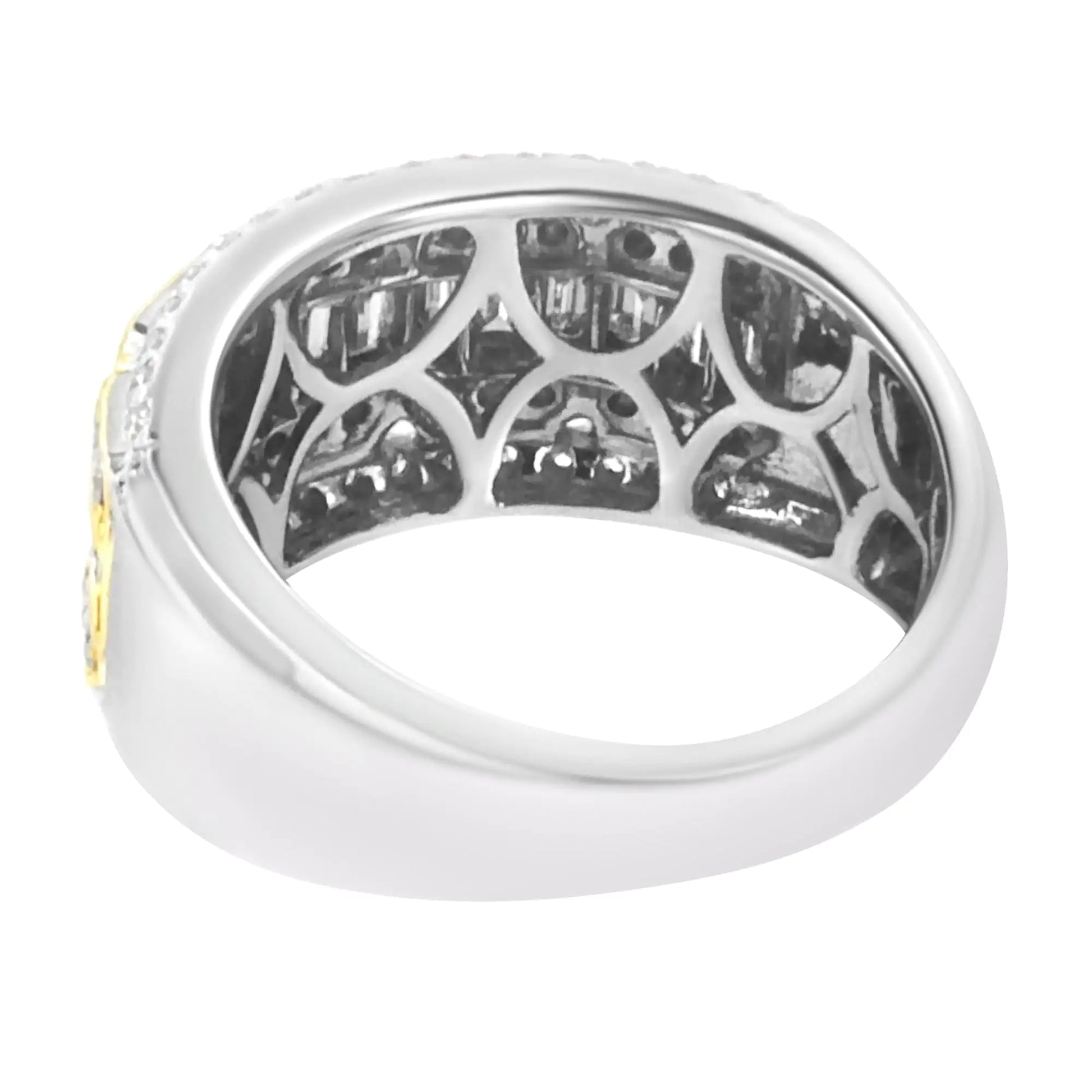 10K White and Yellow Gold 1.00 Cttw Baguette and Round cut Diamond ArtMake a statement with this exquisite art deco inspired ring. Made in 10k white and yellow gold, this piece showcases 1ct TDW of diamonds. A row of baguette cut diamoYellow Gold 1RingsYellow Gold 1