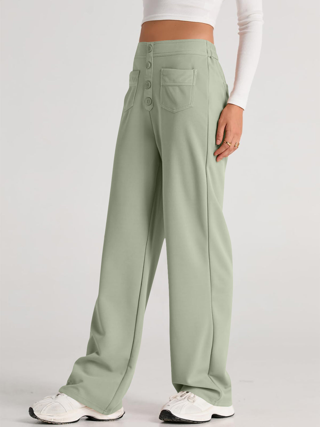 High Waist Wide Leg PantsFeatures: Pocketed
Sheer: Opaque
Material composition: 95% polyester, 5% spandex
Care instructions: Machine wash cold. Tumble dry low.
Imported
Product Measurements High Waist Wide Leg PantsPantsHigh Waist Wide Leg Pants