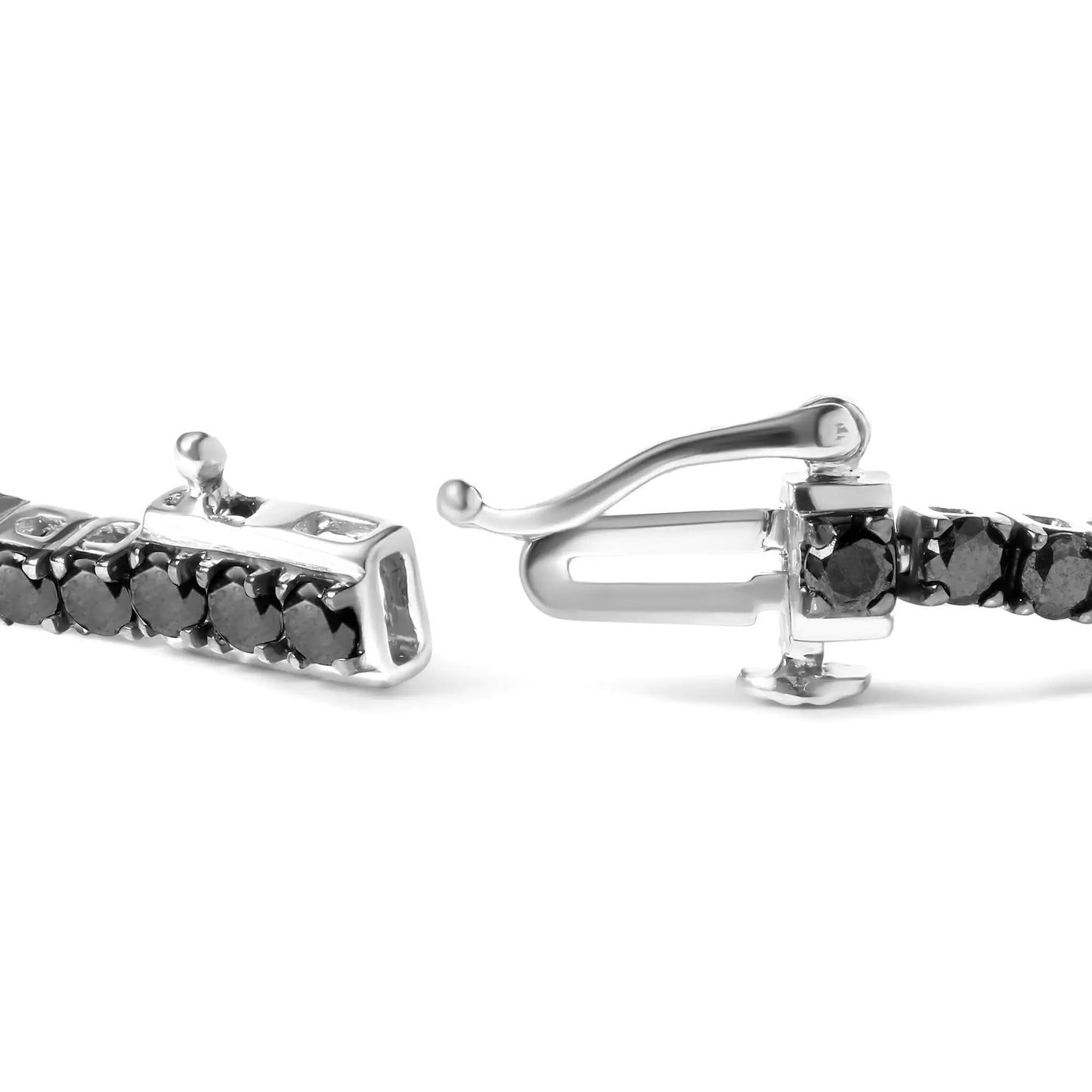 Sterling Silver Set Treated Black Round-Cut Diamond Classic Tennis Bracelet