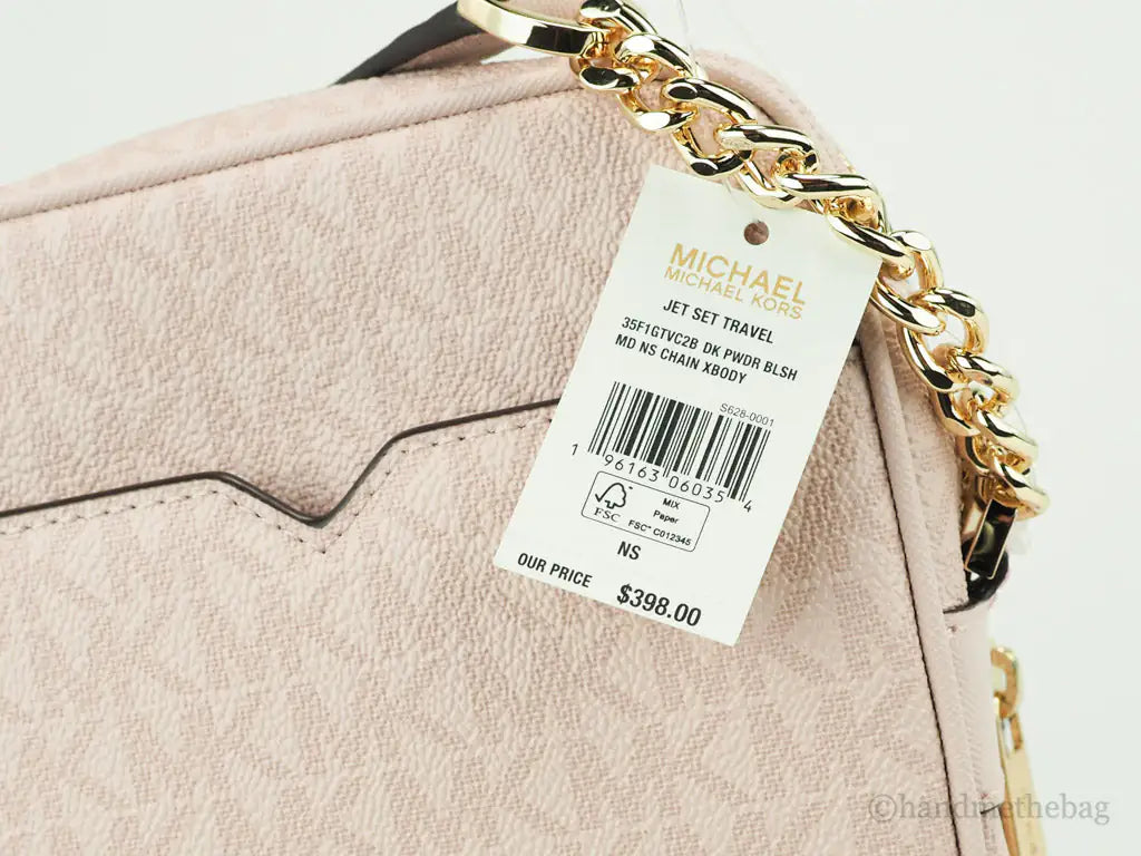 Michael Kors Jet Set Travel Medium Flight Crossbody Bag – Powder BlushTravel in style with the Michael Kors Jet Set Medium Flight Crossbody Bag in Powder Blush. Crafted from signature PVC, it features an inner slip pocket, 3 card slotsMichael Kors Jet Set Travel Medium Flight Crossbody Bag – Powder Blush PVCMichael Kors Jet Set Travel Medium Flight Crossbody Bag – Powder Blush PVC