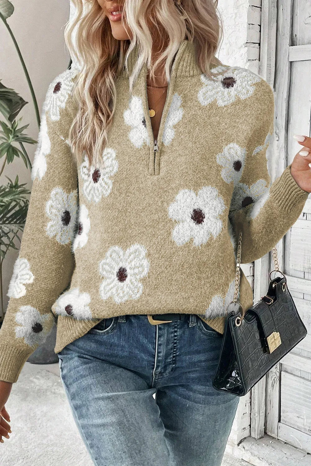 Flower Half Zip Long Sleeve SweaterFeatures: Basic style
Stretch: Slightly stretchy
Material composition: 42% acrylic, 30% polyester, 28% polyamide
Care instructions: Machine wash cold. Tumble dry lowFlower Half Zip Long Sleeve SweaterFlower Half Zip Long Sleeve Sweater