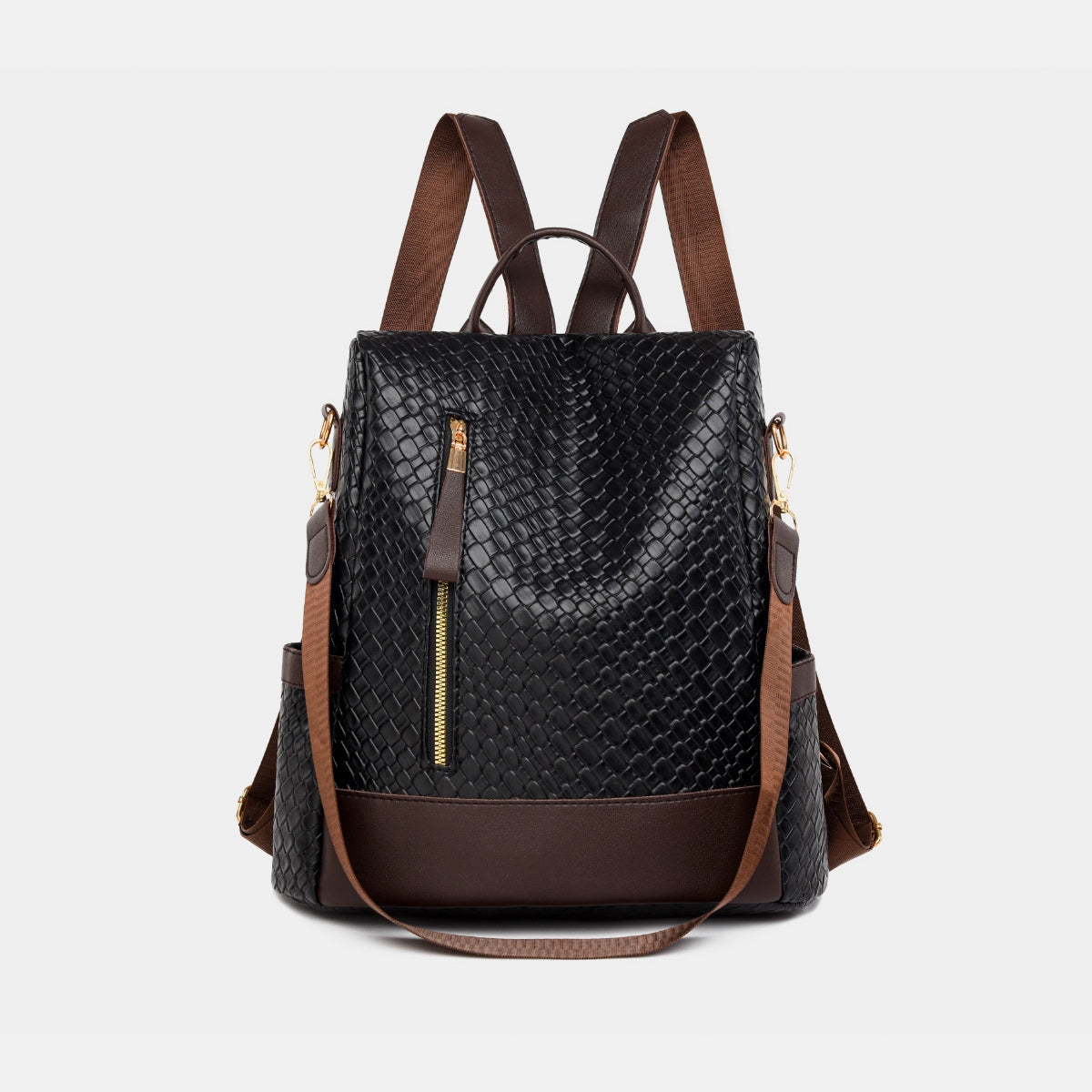 Large PU Leather Backpack Bag with textured design and adjustable straps.