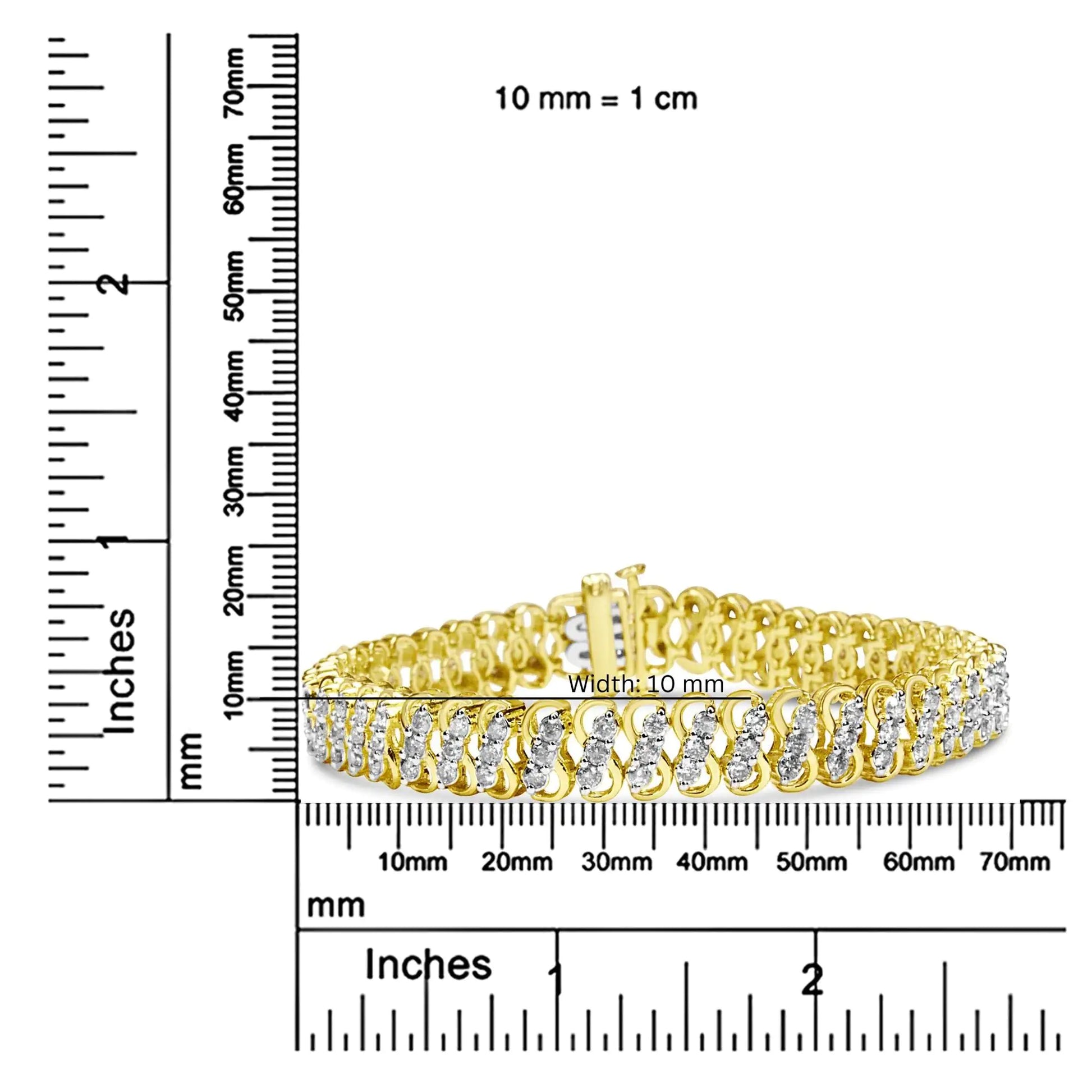 10K Yellow Gold Triple-Row Diamond Tennis Bracelet – 4.00 CaratsDazzle with this 10K Yellow Gold Triple-Row Diamond Tennis Bracelet, showcasing 4.00 carats of radiant diamonds arranged in a luxurious three-row design. The brillia10K Yellow Gold Triple-Row Diamond Tennis Bracelet – 4Bracelet10K Yellow Gold Triple-Row Diamond Tennis Bracelet – 4