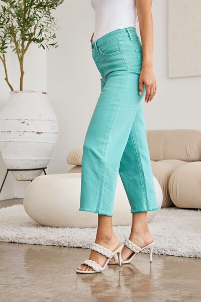 RFM Crop Chloe Full Size Tummy Control High Waist Raw Hem JeansThe Tummy Control High Waist Raw Hem Jeans are a wardrobe essential for a sleek and slim silhouette. These jeans feature a high waist design to help shape and controwaist shapewearwaist shapewear