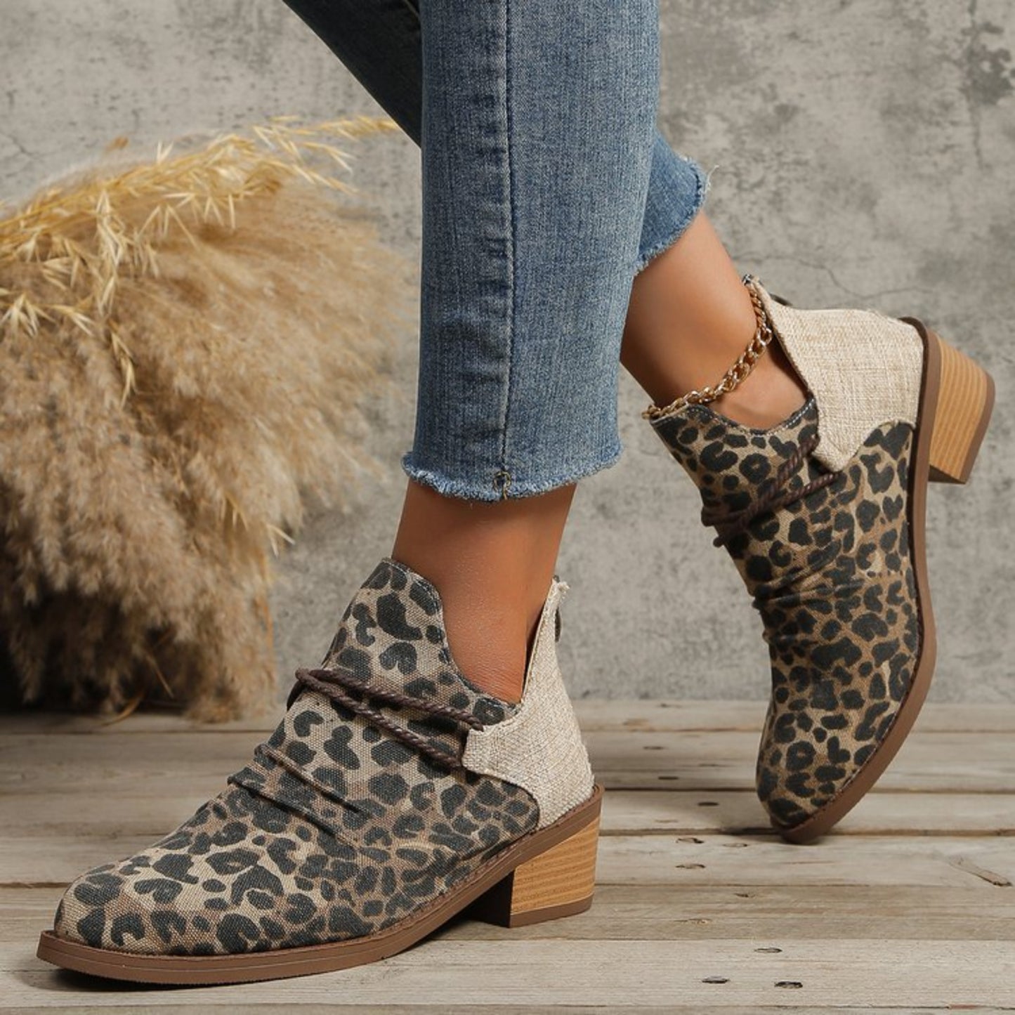 Contrast Canvas Low Heel BootsStep up your style game with these Contrast Canvas Low Heel Boots. Featuring a trendy mix of textures with durable canvas and sleek detailing, these boots offer a peContrast Canvas Low Heel BootsShoesContrast Canvas Low Heel Boots