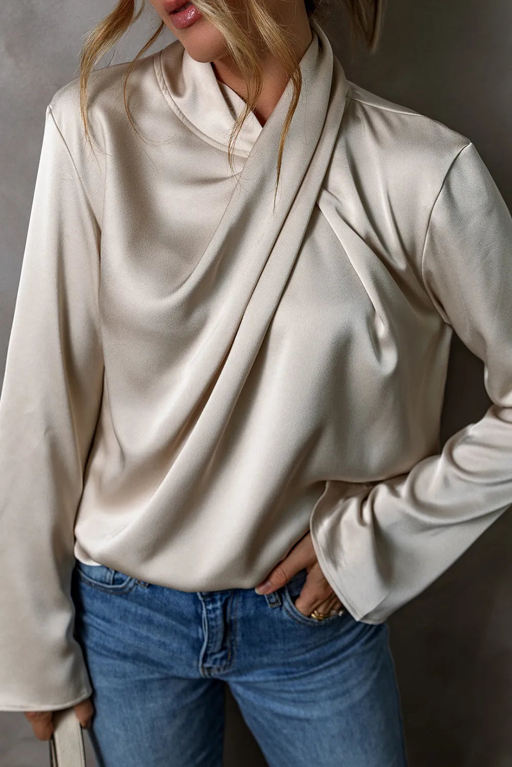 Cutout Ruched Long Sleeve BlouseFeatures: Basic style
Sheer: Opaque
Stretch: No stretch
Material composition: 100% polyester
Care instructions: Machine wash cold. Tumble dry low.
Imported
Product MCutout Ruched Long Sleeve BlouseCutout Ruched Long Sleeve Blouse