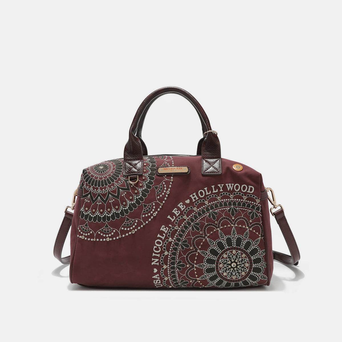 Nicole Lee USA rhinestone Decor Boston BagOur boston bag is ideal for daily use, offering a perfect size that combines both style and functionality. Its slouchy chic design, signature silhouette, and faux exNicole Lee USA rhinestone Decor Boston BagNicole Lee USA rhinestone Decor Boston Bag