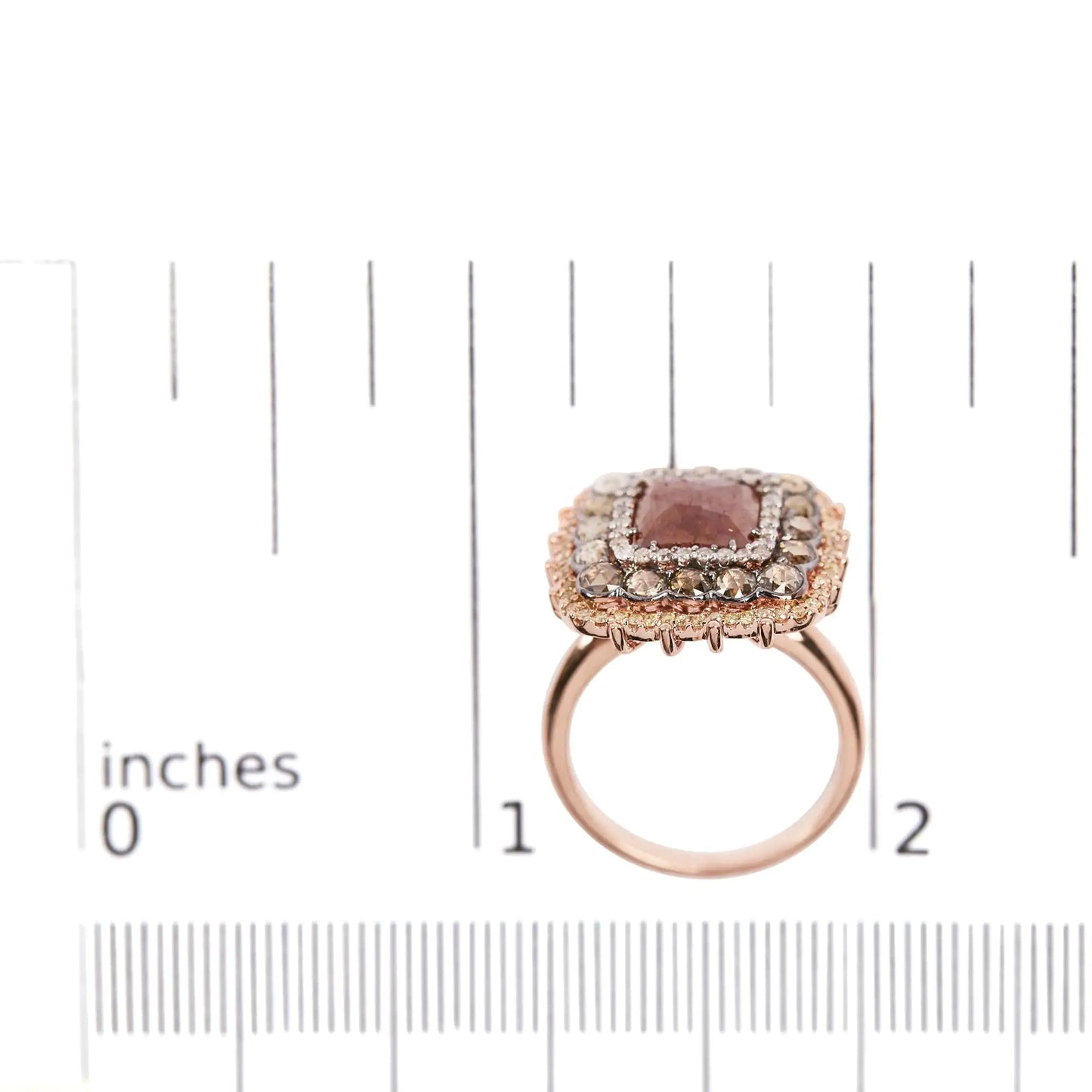 14K Rose Gold 4 1/3 Cttw Fancy Color Rose Cut Diamond Triple Halo CockMake a bold statement with this captivating 14K rose gold cocktail ring, a masterpiece of elegance and sophistication. Featuring an impressive 4 1/3 carat total weig14K Rose Gold 4 1/3 Cttw Fancy Color Rose Cut Diamond Triple Halo Cocktail Ring (Fancy Color, I1-I2 Clarity) - Size 714K Rose Gold 4 1/3 Cttw Fancy Color Rose Cut Diamond Triple Halo Cocktail Ring (Fancy Color, I1-I2 Clarity) - Size 7