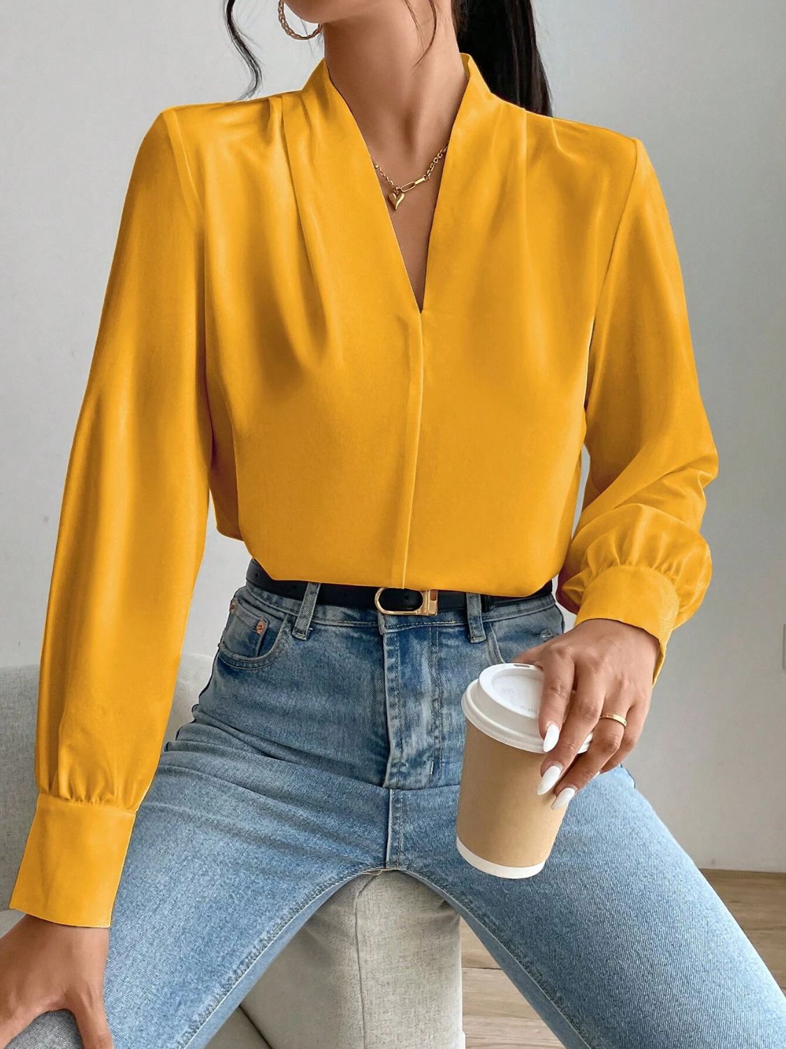 V Neck Long Sleeve TopFeatures: Basic style
Sheer: Opaque
Stretch: No stretch
Material composition: 100% polyester
Care instructions: Machine wash cold. Tumble dry low.
Imported
Product MNeck Long Sleeve TopTee ShirtNeck Long Sleeve Top