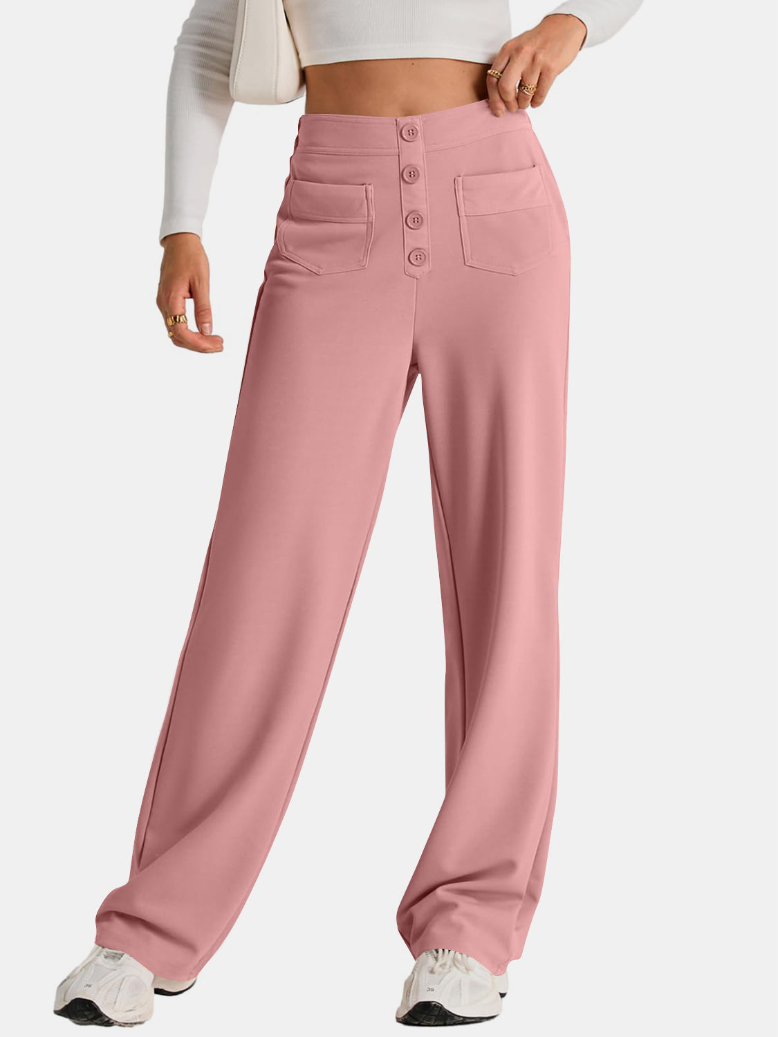 High Waist Wide Leg PantsFeatures: Pocketed
Sheer: Opaque
Material composition: 95% polyester, 5% spandex
Care instructions: Machine wash cold. Tumble dry low.
Imported
Product Measurements High Waist Wide Leg PantsPantsHigh Waist Wide Leg Pants