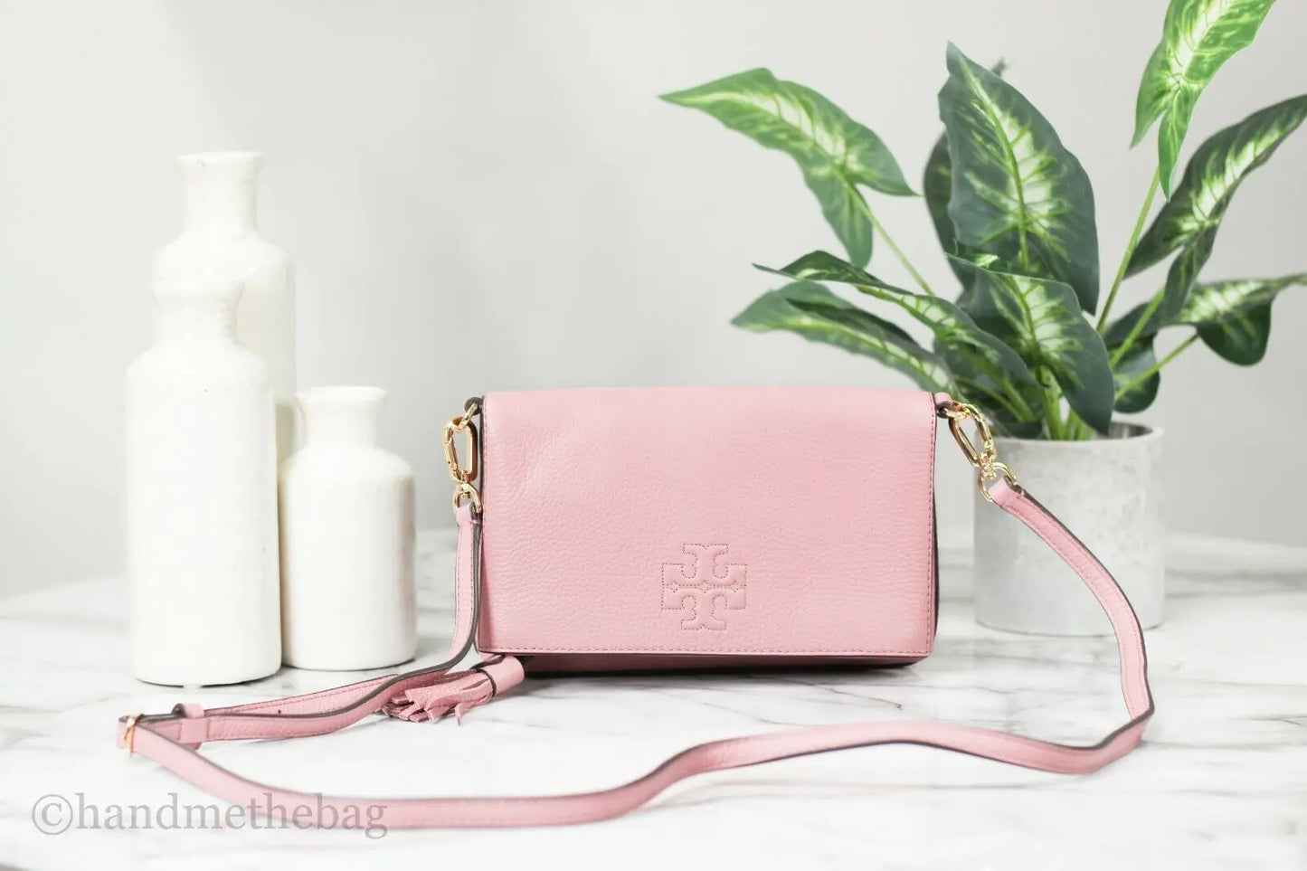 Tory Burch Thea Mini Pink Magnolia Foldover Crossbody Bag