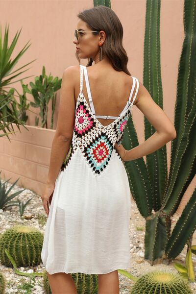 Geometric V-Neck Spaghetti Strap Cover Up DressFeatures: Basic style
Sheer: Semi-sheer
Stretch: No stretch
Material composition: 50% acrylic, 50% polyester
Care instructions: Machine wash cold. Tumble dry low.
Imswim wear coverswim wear cover