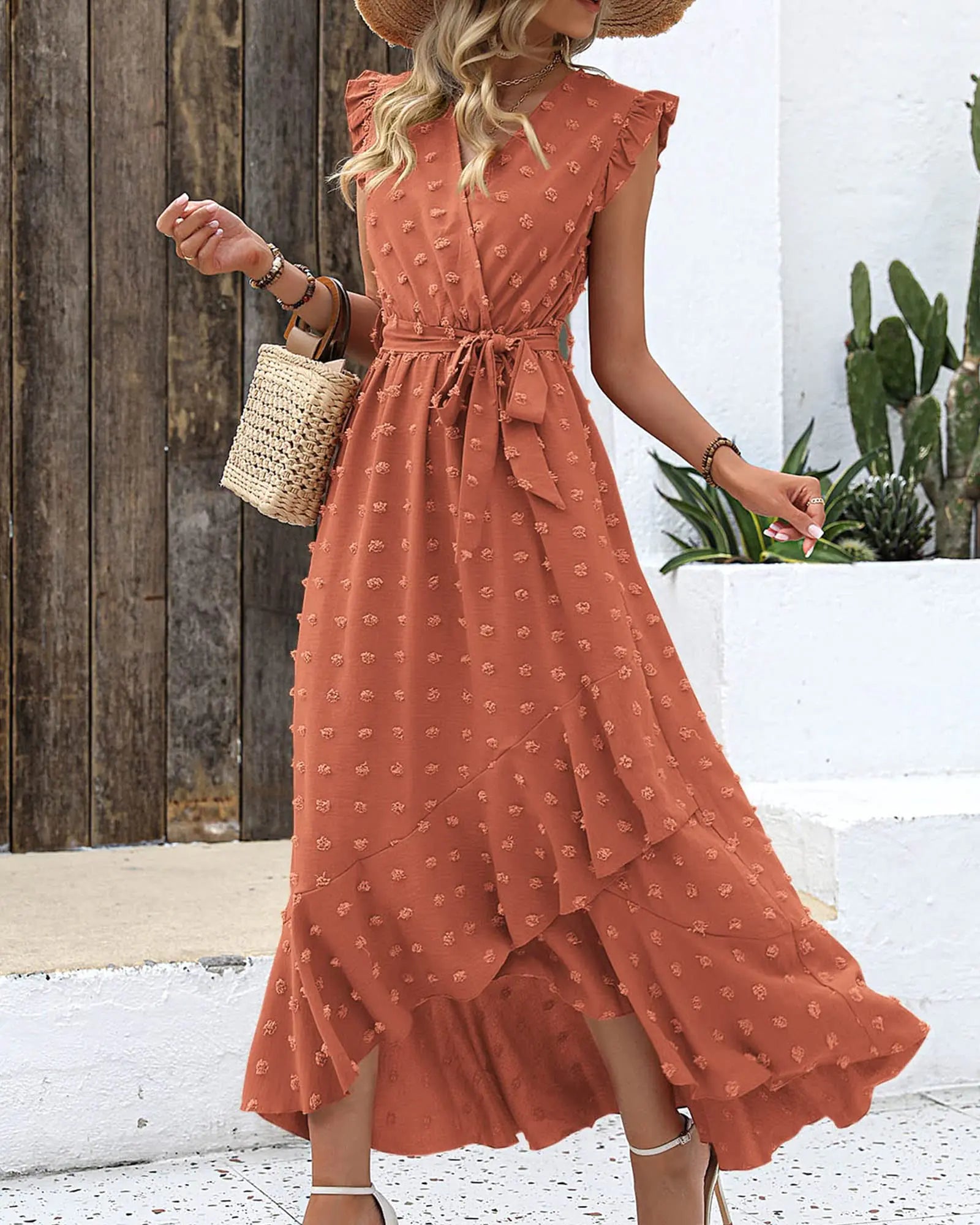 BTFBM Women 2024 Summer V Neck Dress Cap Sleeve Swiss Dot Boho Ruffle Summer V-Neck Maxi Dress is a stunning blend of elegance and boho charm. Designed with cap sleeves and a playful Swiss dot texture, this dress features a flattering Neck Dress Cap Sleeve Swiss Dot Boho Ruffle Slit Beach Cocktail Party Flowy Long Maxi Dresses Medium Swiss Dot Orange RedNeck Dress Cap Sleeve Swiss Dot Boho Ruffle Slit Beach Cocktail Party Flowy Long Maxi Dresses Medium Swiss Dot Orange Red